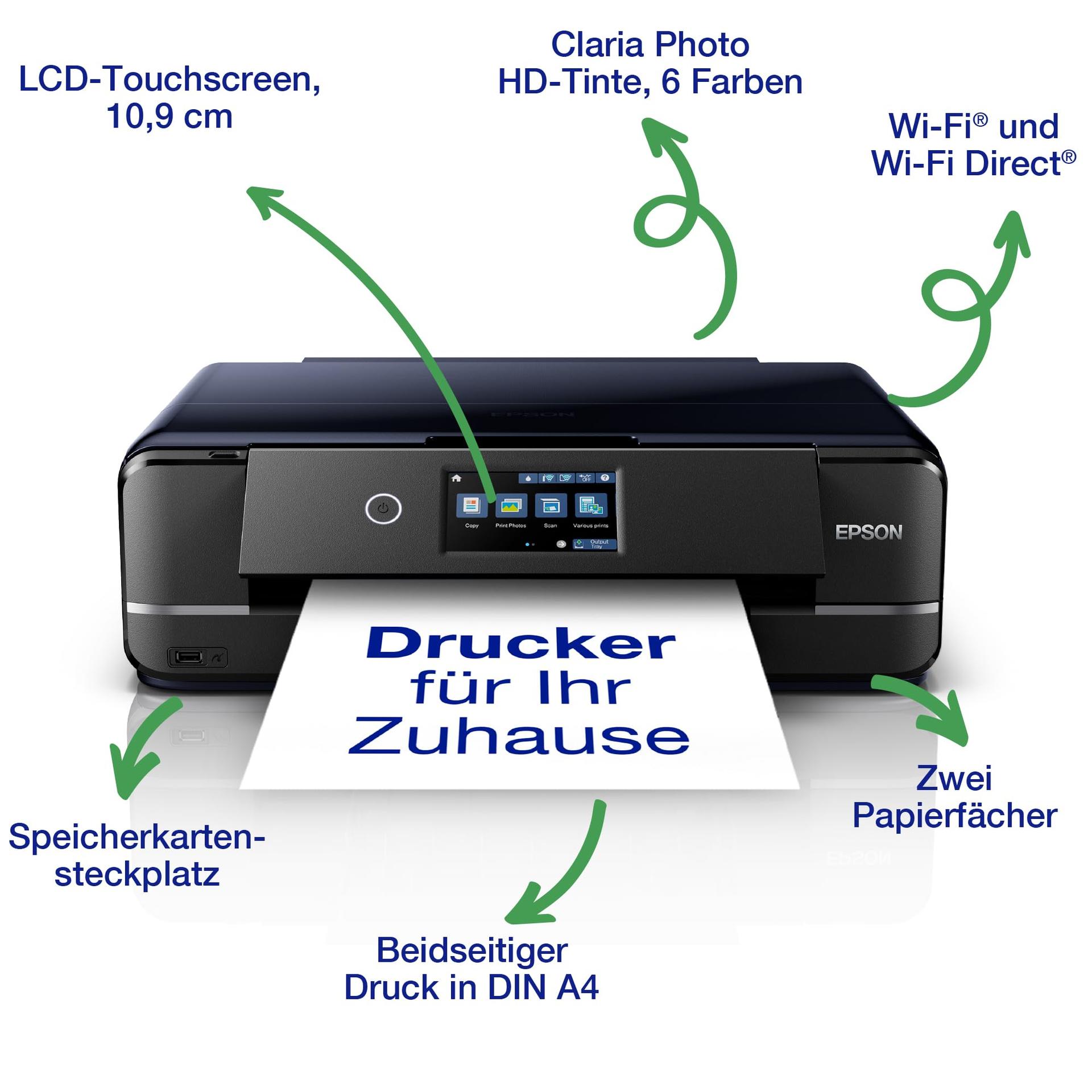 Epson Expression Photo XP-970 3-ühes tindiprinter (skanner, koopiamasin, WiFi, Ethernet, kahepoolne trükkimine, 10,9 cm puuteekraan, eraldi tindikassetid, 6 värvi, A3) must, 10 x 15 cm – detailne vaade