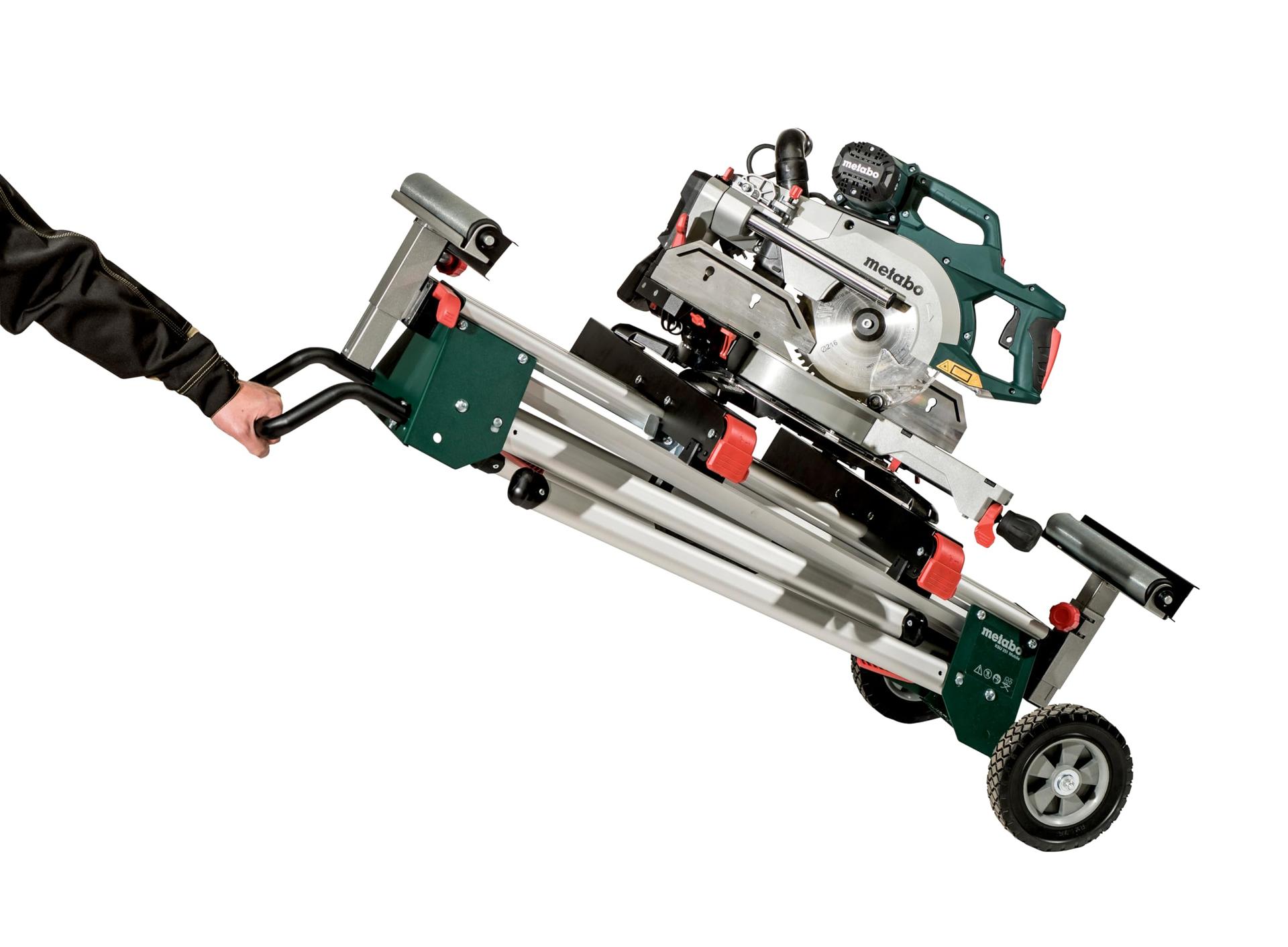 Metabo Kappsaha Alus KSU 401 – 168-400 cm, 250 kg kandevõime, masinakinnitused ja töödetaili toed, kokkuklapitav, kõrguse reguleeritav, mobiilne – Vastupidav ja mitmekülgne sae lisatarvik – pakend ja tarvikud