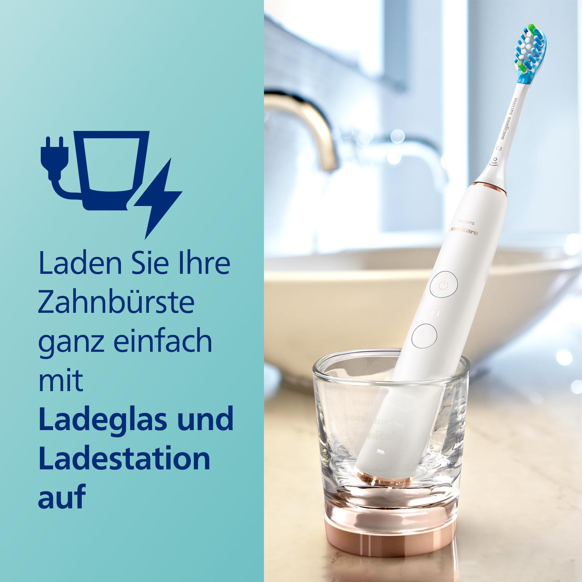 Philips Sonicare DiamondClean 9000 elektriline hambahari, helitehnoloogia, rakendusega, survekontrolliga, 4 harjamisrežiimi, 3 intensiivsust, laadimisklaas, must ja roosakuldne, kahene komplekt, mudel HX9914/57 – pilt 7