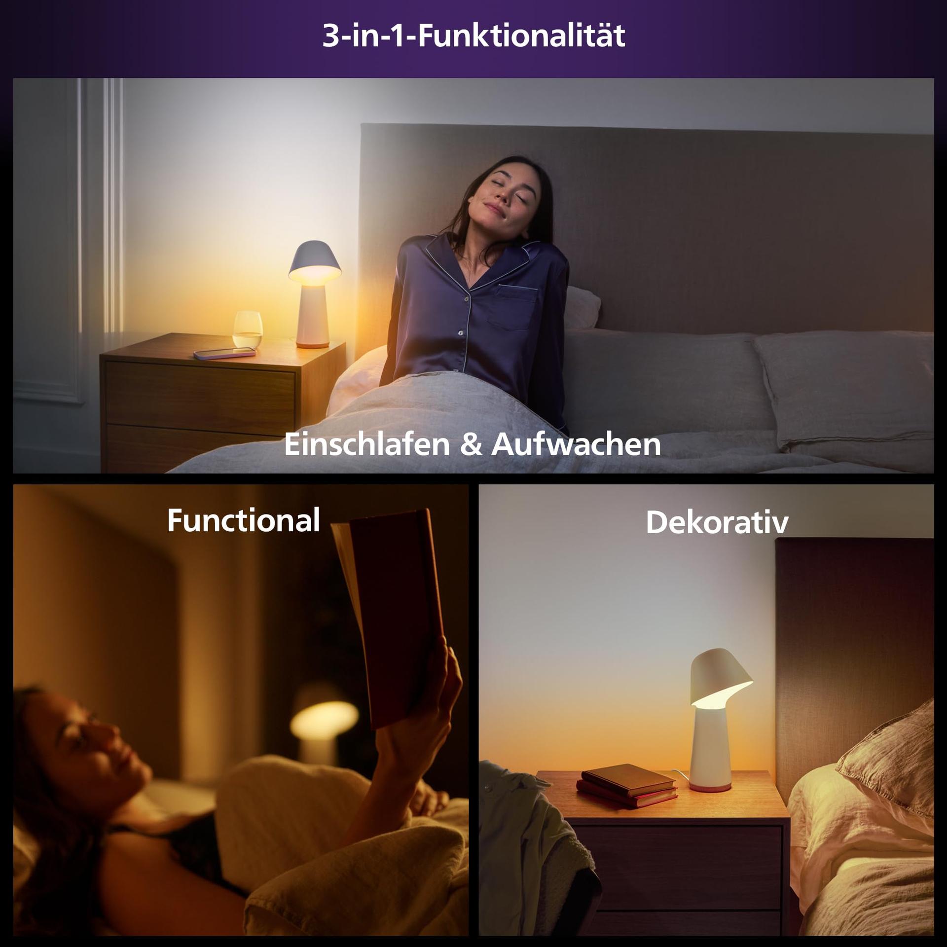 Philips Hue Twilight nutikas une- ja äratuslaualamp, valge ja värviline valgus, Bluetooth ühilduv, häältuvastus Alexa, Apple Home & Google Assistantiga, valge – kasutusnäide