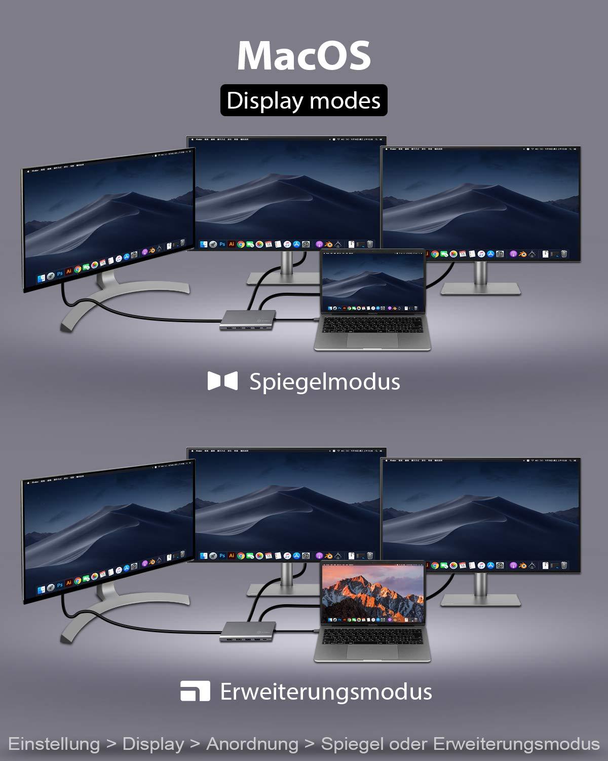 ICY BOX USB-C dokkimisjaam (12-ühes) 3 monitori jaoks (2x HDMI & 1x DP), 4K 60HZ, 3x USB 3.0 HUB, 100W toiteedastus, gigabit Ethernet, kaardilugeja, hall – detailne vaade
