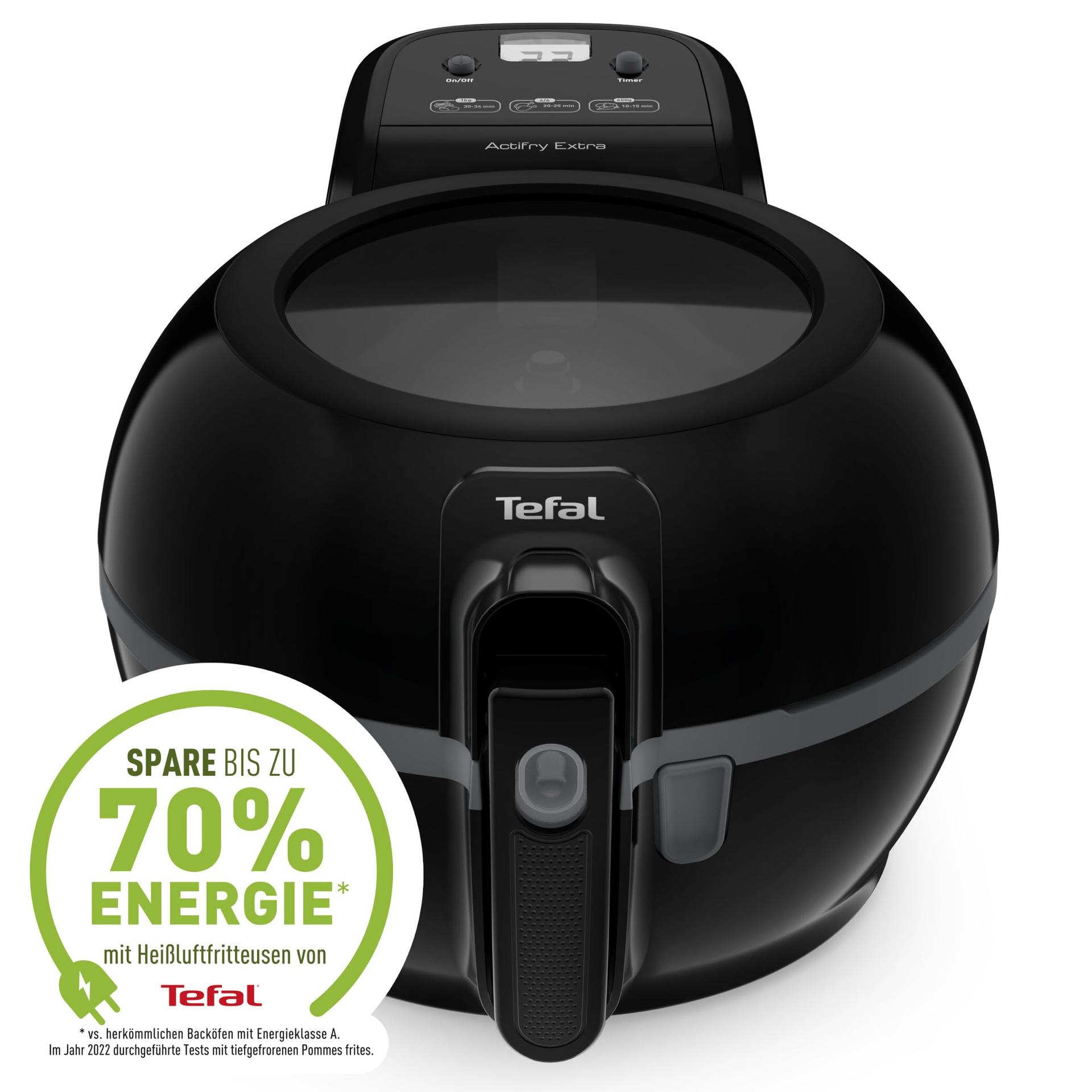Tefal ActiFry Extra kuumaõhufritüür, AirFryer segamisvarrega, ei vaja raputamist, 1550 W, 1,2 kg, 6 inimesele, High Speed Airflow, taimer, energiasäästlik, tervislik fritüür ilma õlita, must, FZ7228 – pakend ja tarvikud