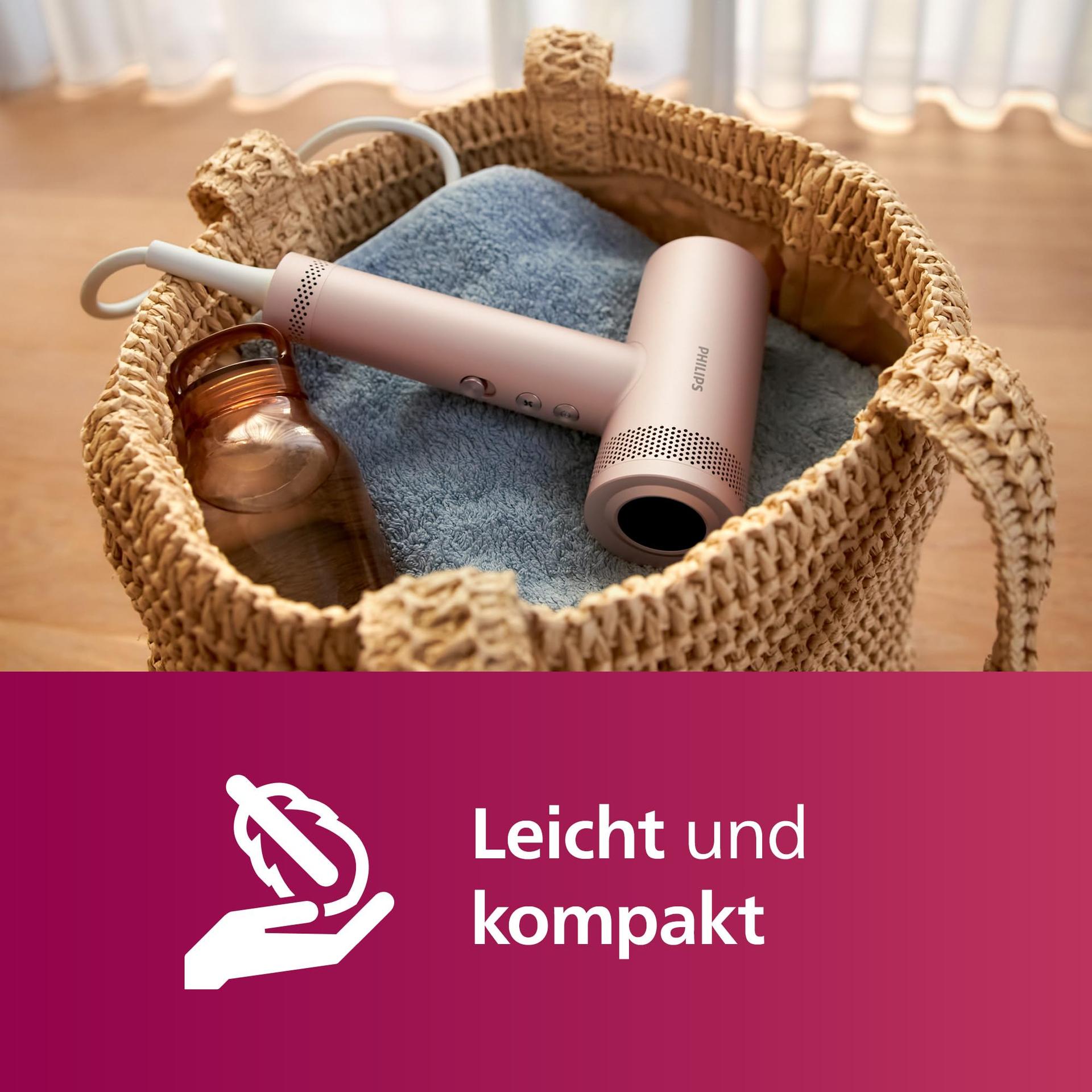 Philips kiiretoimeline föön Series 8000, ThermoShield Advanced, ioontehnoloogia, stiilidüüs & difuusor, peanaha hooldus, 1400 W, Rose Champagne, mudel BHD837/10 – pilt 7