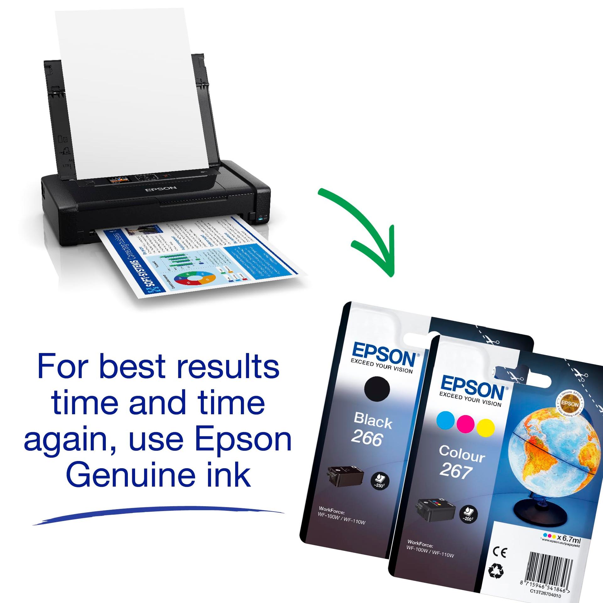 Epson WorkForce WF-110W kaasaskantav tindiprinter (A4, WiFi Direct, mobiilne printimine, USB, sisseehitatud aku, vaid 1,6 kg) must – pilt 6