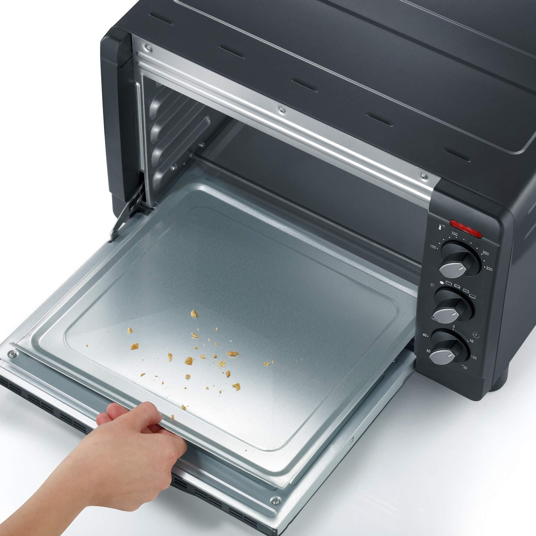 SEVERIN küpsetus- ja rösterahi, mini ahi grillresti, küpsetusplaadi ja puruplaadiga, mitmekülgne ahi 20 L mahutavusega, 1 500 W, must, TO 2067 – lisavaade