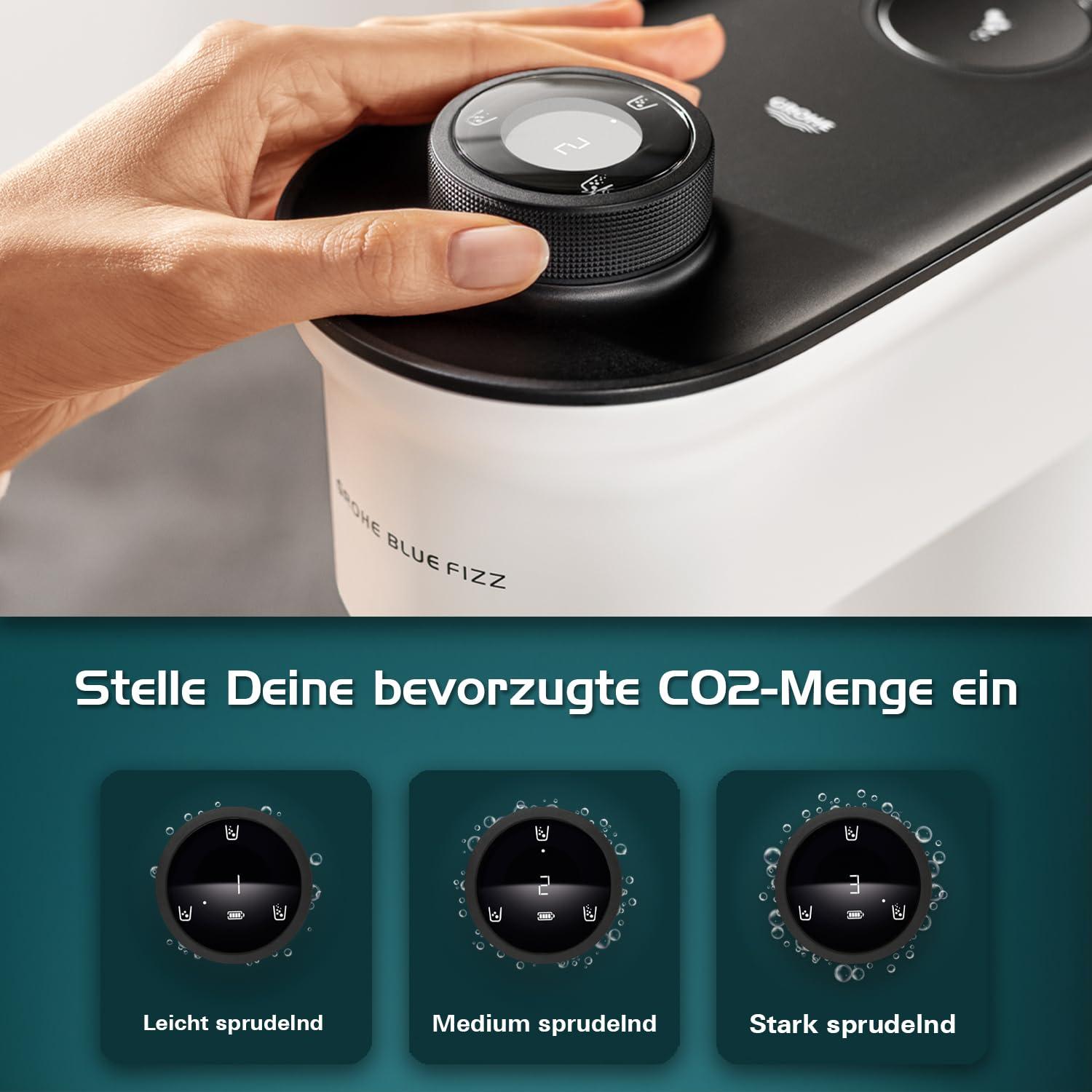 GROHE Blue FIZZ Advanced mullivee valmistaja CO2 ekraaniga, must – pakend ja tarvikud