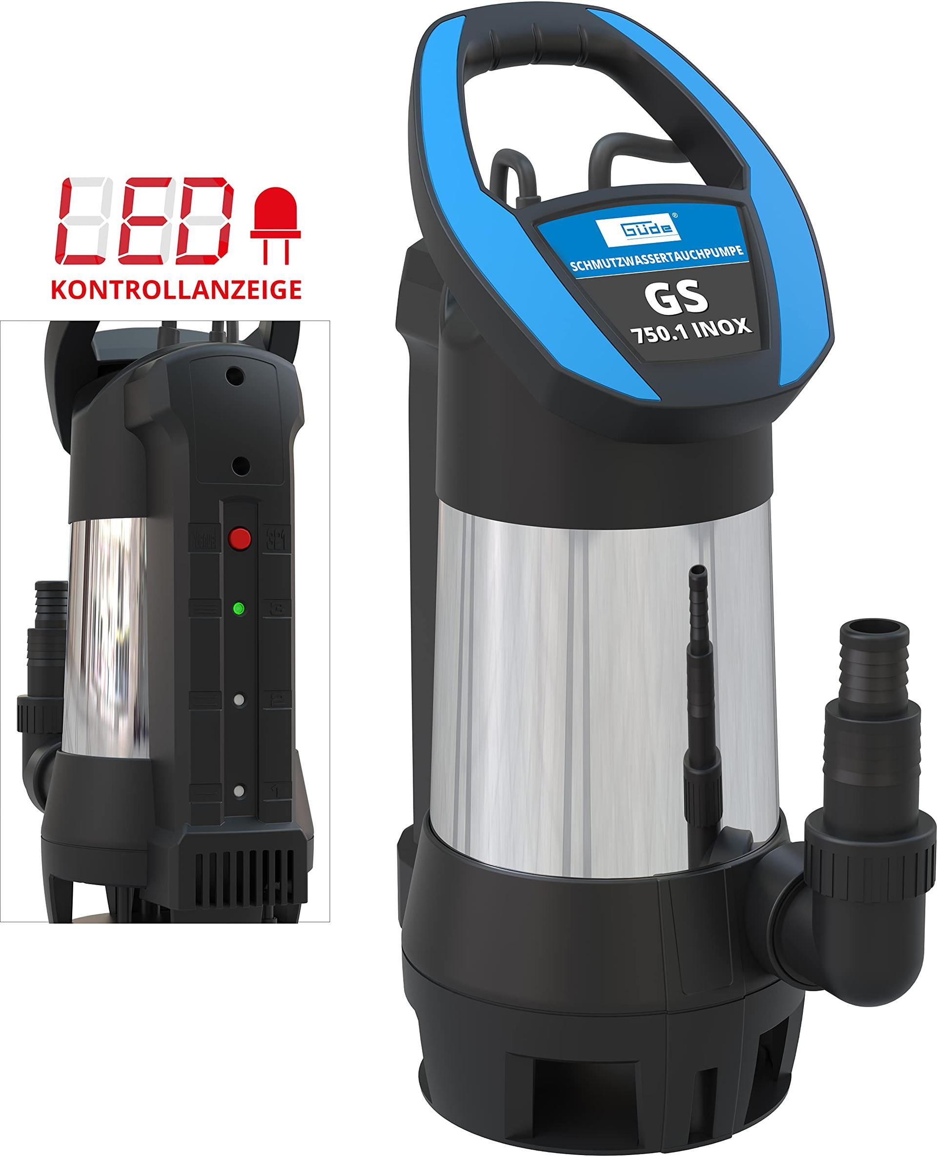 Güde 94679 musta vee sukelpump GS 750.1 INOX (4-astmeline sensorlüliti, roostevabast terasest korpus, vooluhulk 15 000 l/h), must, roostevaba teras, sinine – pilt 6