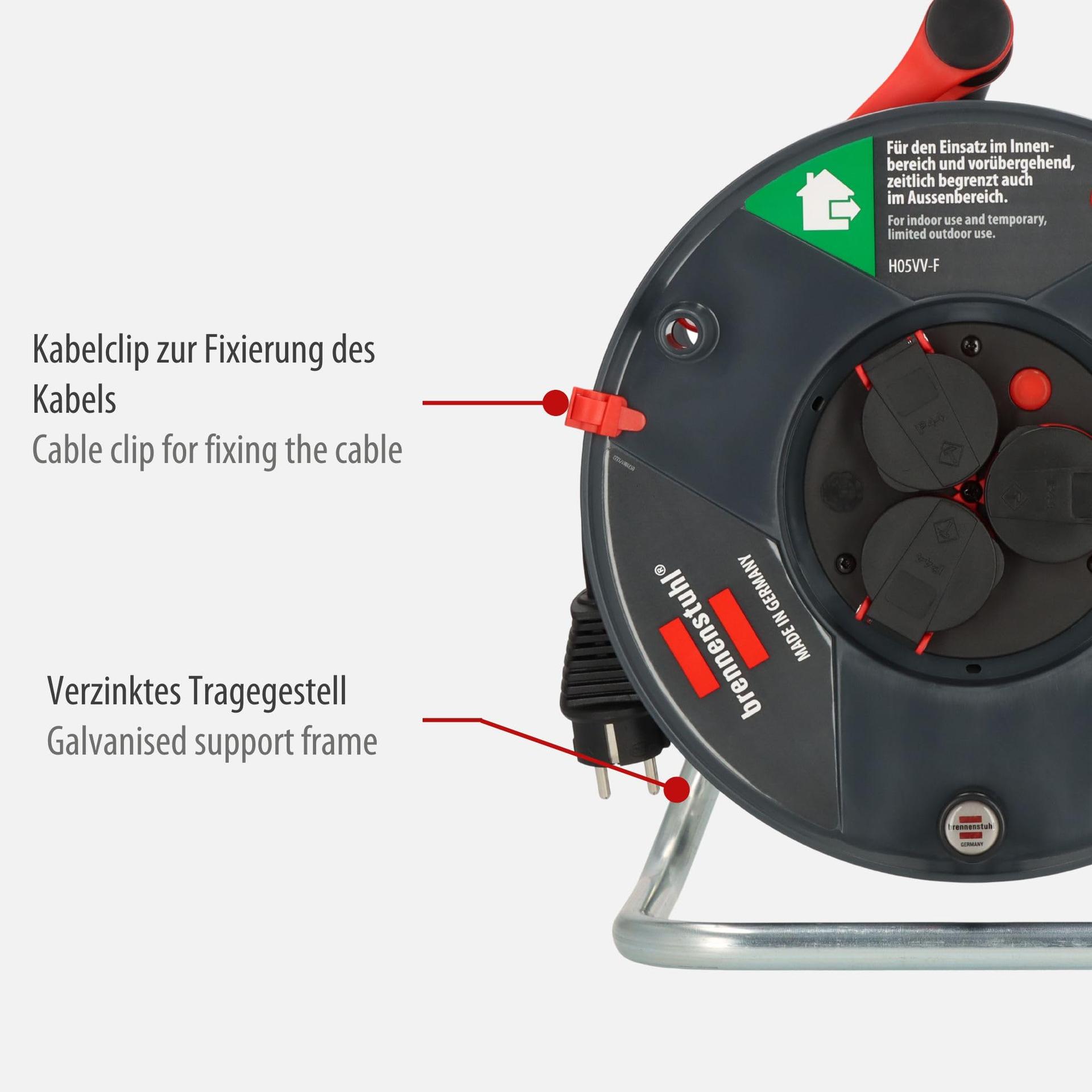 Brennenstuhl Garant V2 IP44 kaablirull 50m välitingimustesse (Valmistatud Saksamaal, 3 kaitsega pistikupesa, spetsiaalne plastmaterjal) – kasutusnäide