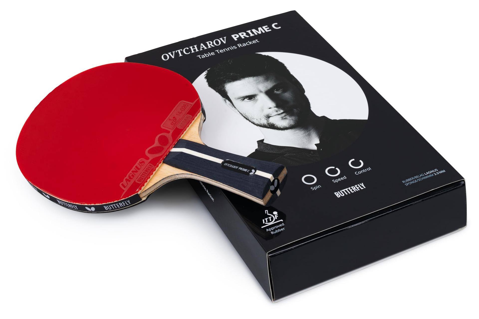 Butterfly lauatennisereket Ovtcharov Prime C | Profi-karbonreket edasijõudnud mängijatele | ITTF-i võistlusheakskiit | Ülitäpne kleepuv kumm maksimaalse pöörde saavutamiseks