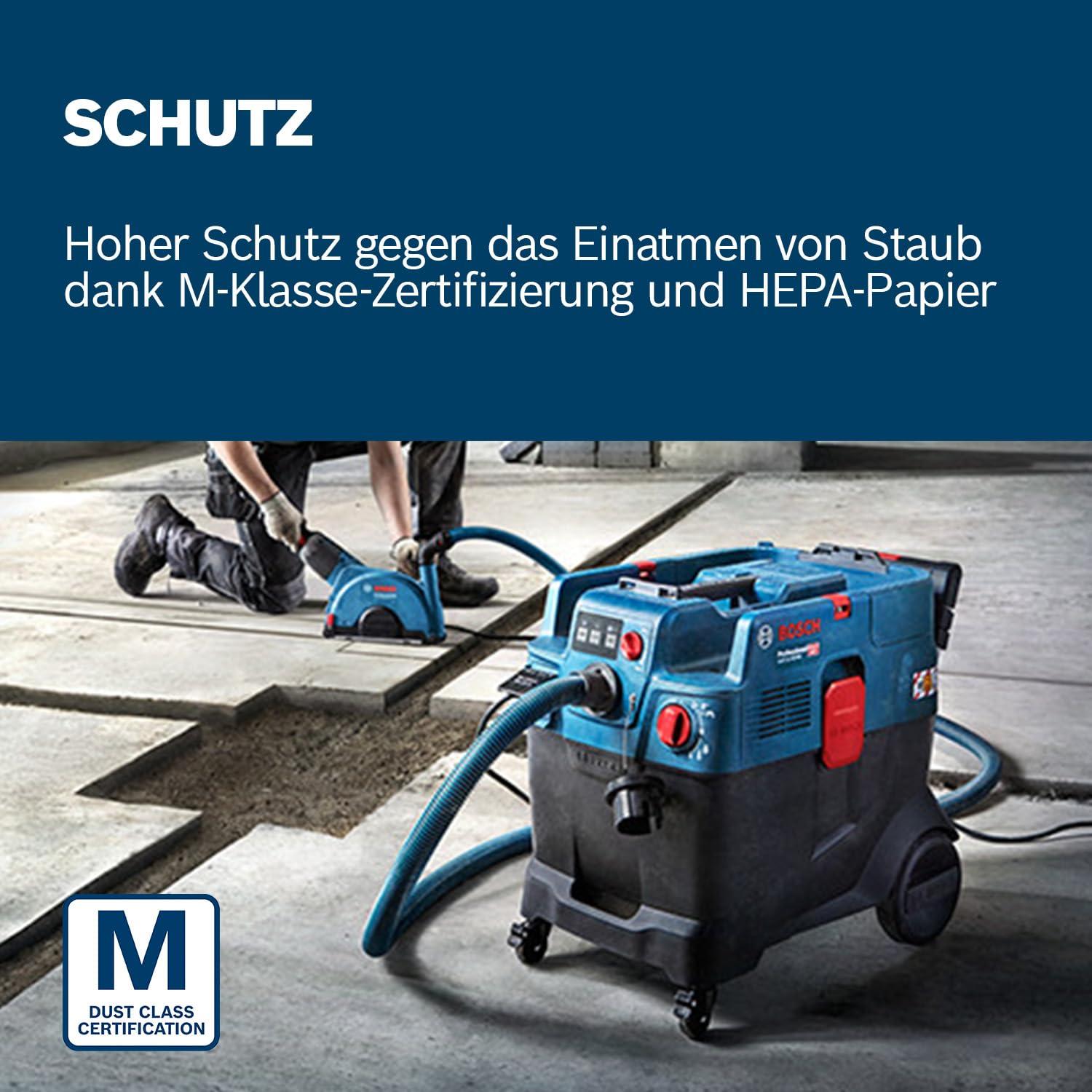 Bosch Professional tolmuimeja GAS 12-40 MA (1200 W, automaatne filtripuhastus (AFC), sisaldab põhifiltrit, voolikut, kombitööriista adapterit, kombiharjaotsikut) – kasutusnäide