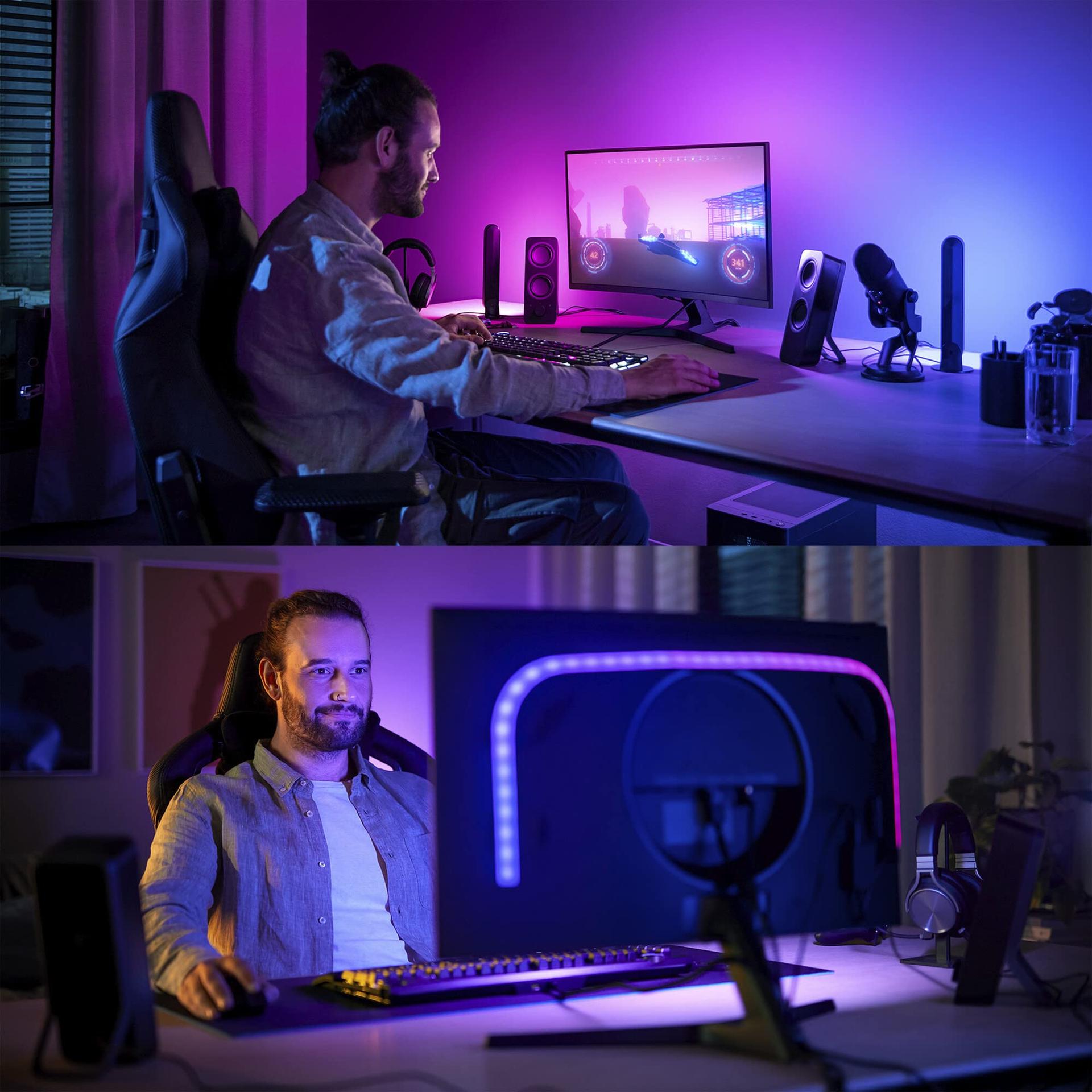 Philips Hue Color & White Ambience Play Gradient, PC valgusriba 32-34 tolli jaoks, hämardatav, 16 miljonit värvi, juhitav rakenduse kaudu, Starter Komplekt, sisaldab Hue Bridge’i – lisavaade