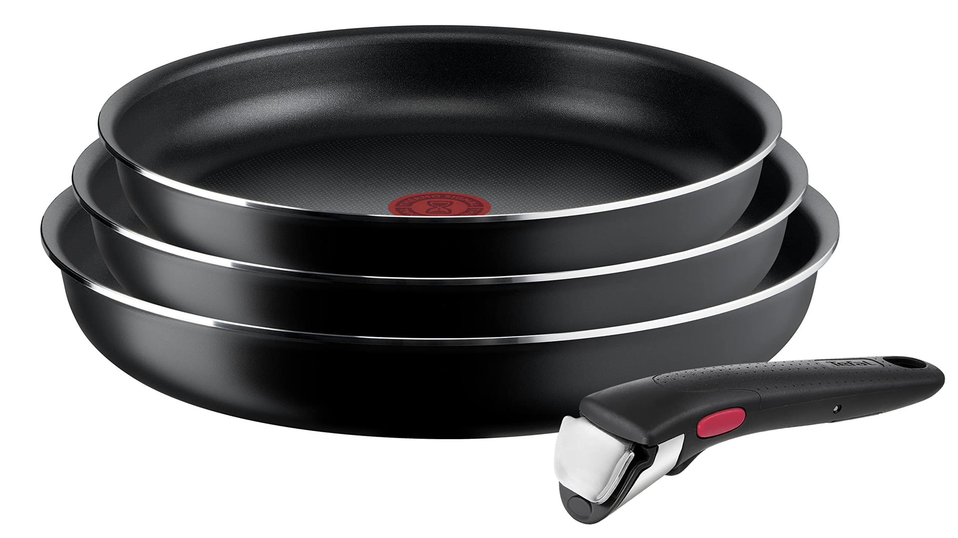 Tefal Ingenio Easy On pannide komplekt, 3 panniga ja eemaldatava käepidemega, 22/24/26 cm, mittenakkuv kate, mitte induktsioonile sobiv, Thermo-Signal, ahjukindel