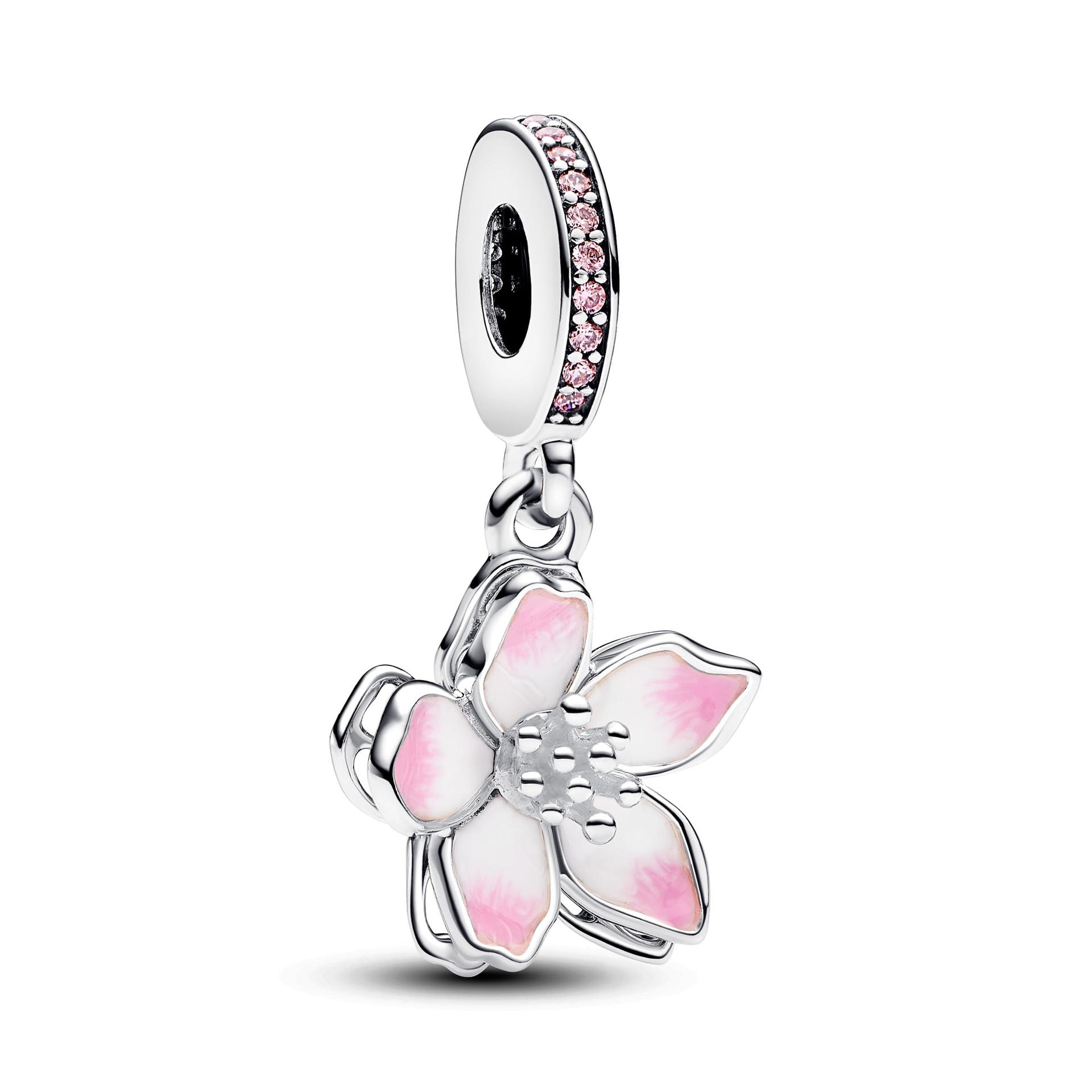 PANDORA Moments kirsiblossomi amulett-hõlka Sterling hõbedast tsirkooniaga, sobib Moments käevõrudega, 790667C01