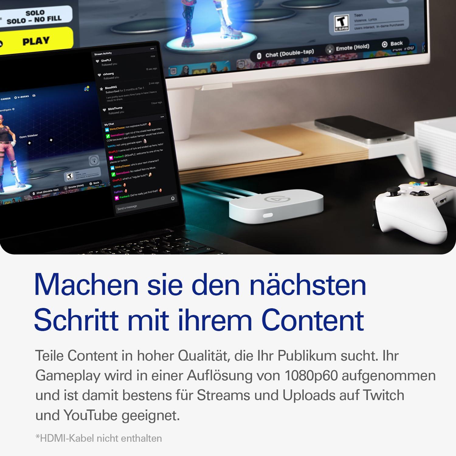 Elgato Game Capture Neo – Kaasaskantav USB-kaptureerimiskaart 4K60 HDR läbilaskega, 1080p60 video salvestus – PS5/Xbox/Switch/iPhone – OBS, Quicktime jt. – Plug & Play, ühilduv sülearvuti, PC, Mac, iPadiga – pakend ja tarvikud