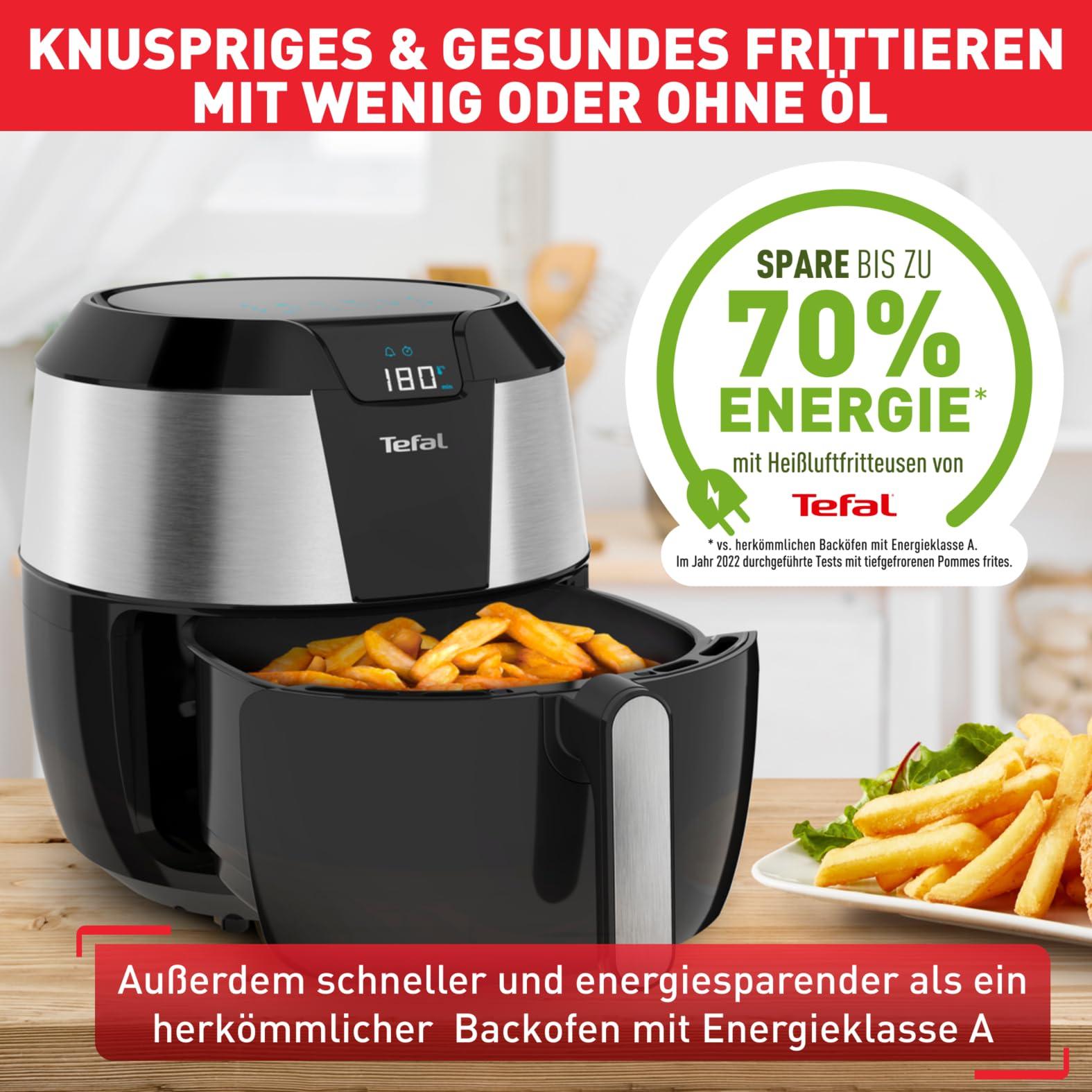 Tefal kuumaõhufritüür Easy Fry XXL, Air Fryer, 1850 W, 5,6 L, 8 portsjonit, 8 automaatprogrammi, digitaalne ekraan, energiasäästlik, tervislik fritüür ilma õlita, roostevaba teras, EY701D – lisavaade