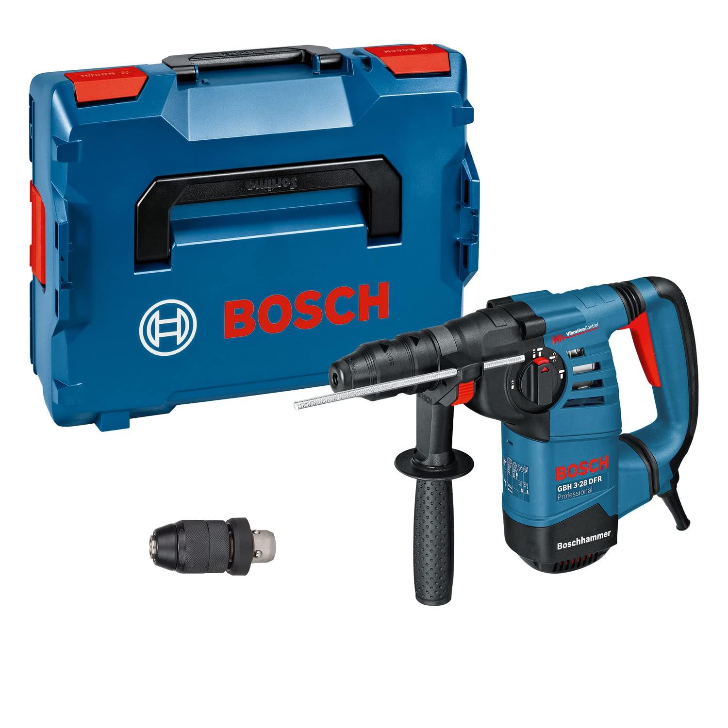 Bosch Professional puurvasar GBH 3-28 DRE (sh kiirpadrun 13 mm, vahetatav padrun SDS-plus, sügavuspiirik 210 mm, lisakäepide, määretuub, masinariie, L-BOXX)