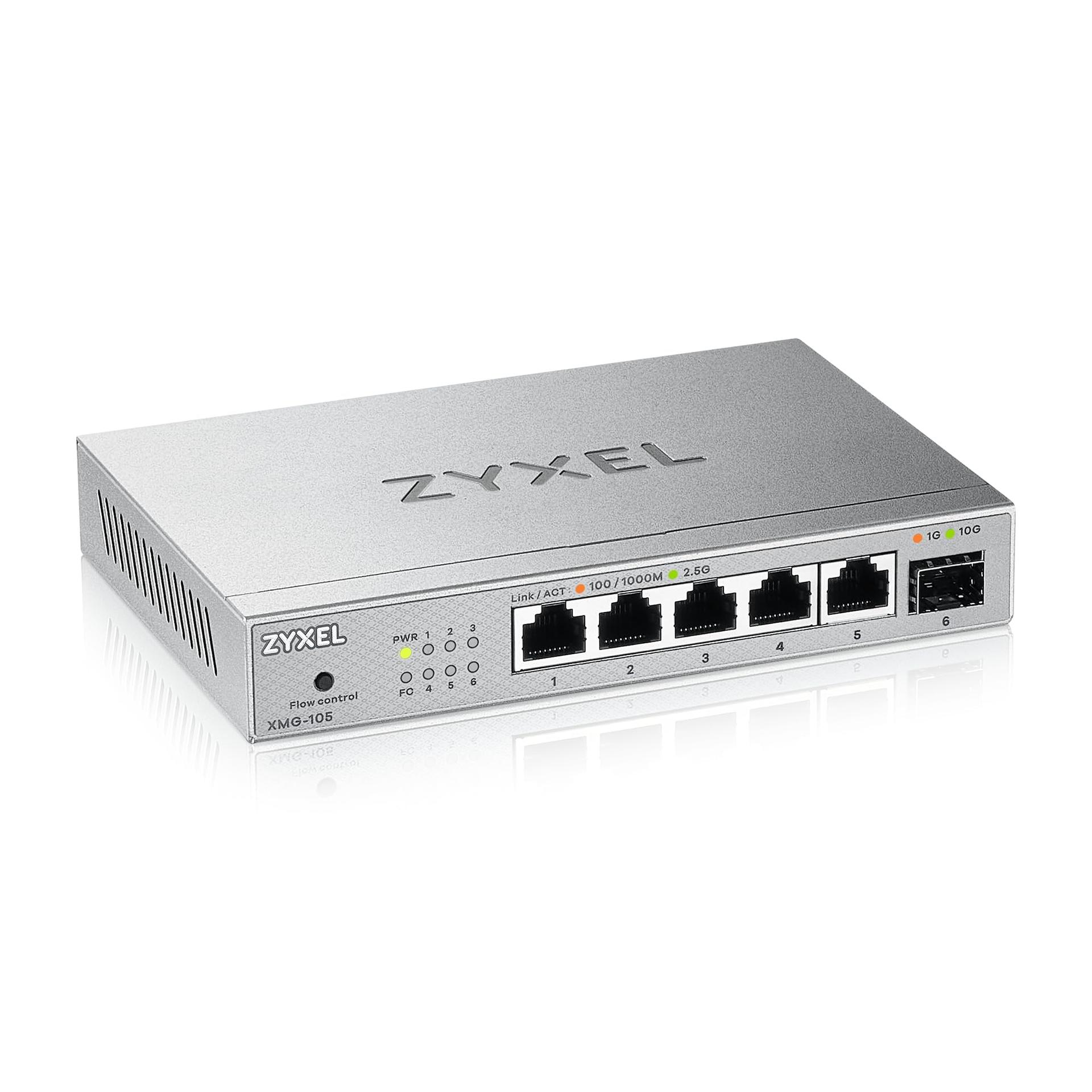 Zyxel 5-pordiline PoE 2.5G Multi-Gig hallatamatu switch | 1 x 10G SFP+ | Laua- või seinakinnitusega [XMG-105HP]