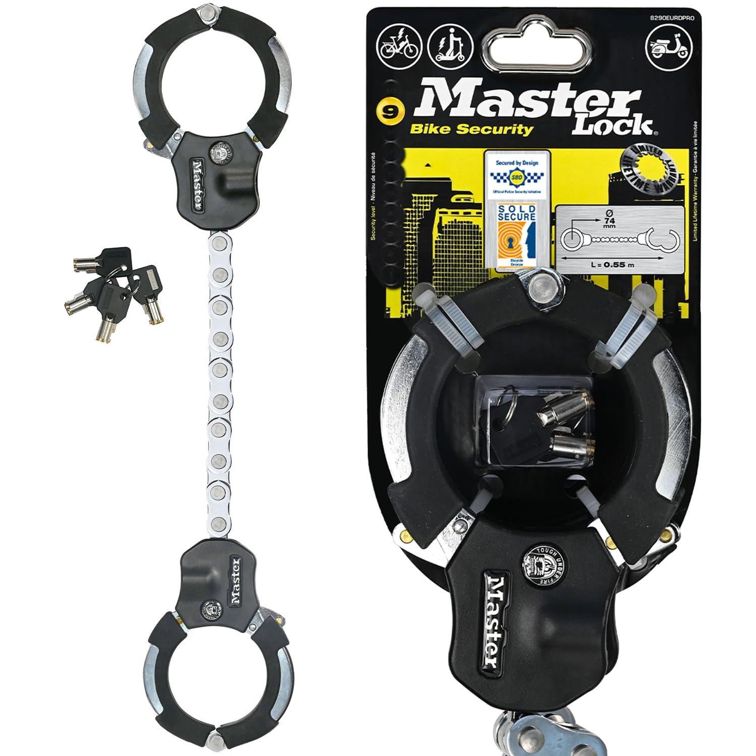 Master Lock sertifitseeritud ja patenteeritud E-tõukeratta lukk, käeraualukk, jalgrattalukk, 55 cm, ideaalne tõukeratastele, jalgratastele, lapsevankritele