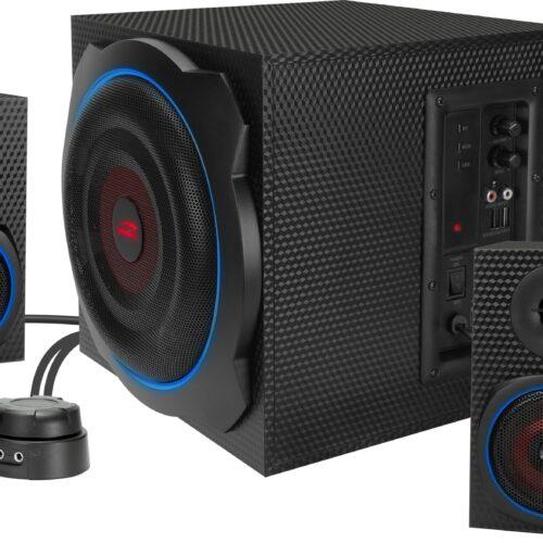Speedlink GRAVITY CARBON RGB 2.1 helisüsteem Bluetoothiga – puidust subwoofer
