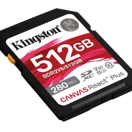 Kingston Canvas React Plus V60 SD 512GB SDXC UHS-II 280MB/s lugemine