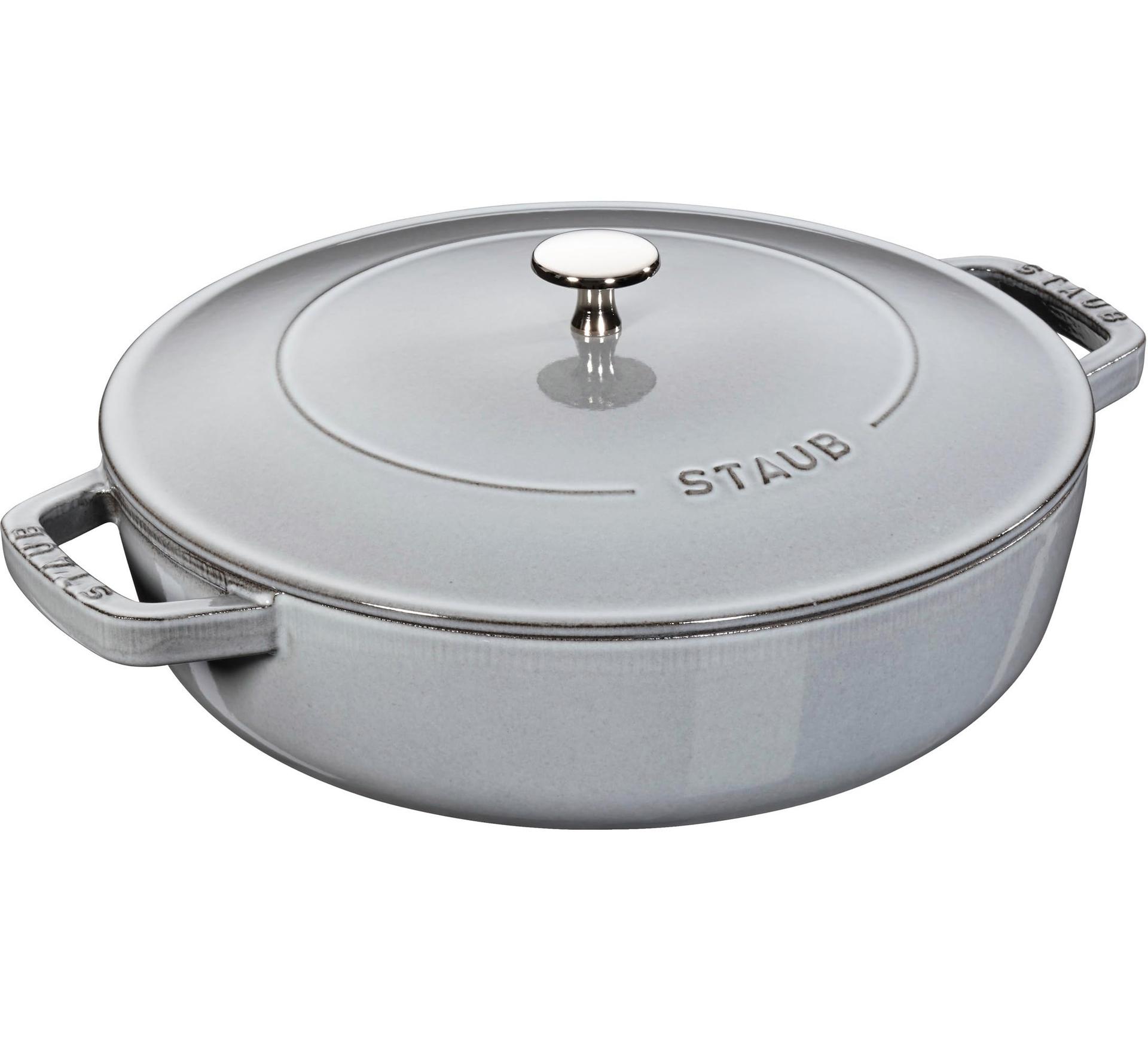 STAUB malmist hautamisnõu, Chistera tilgustruktuur kaanes optimaalseks niisutamiseks, Ümar 28 cm, 3,7 L, Sobib kõigile pliiditüüpidele, sealhulgas induktsioon & ahjule, Grafiit hall