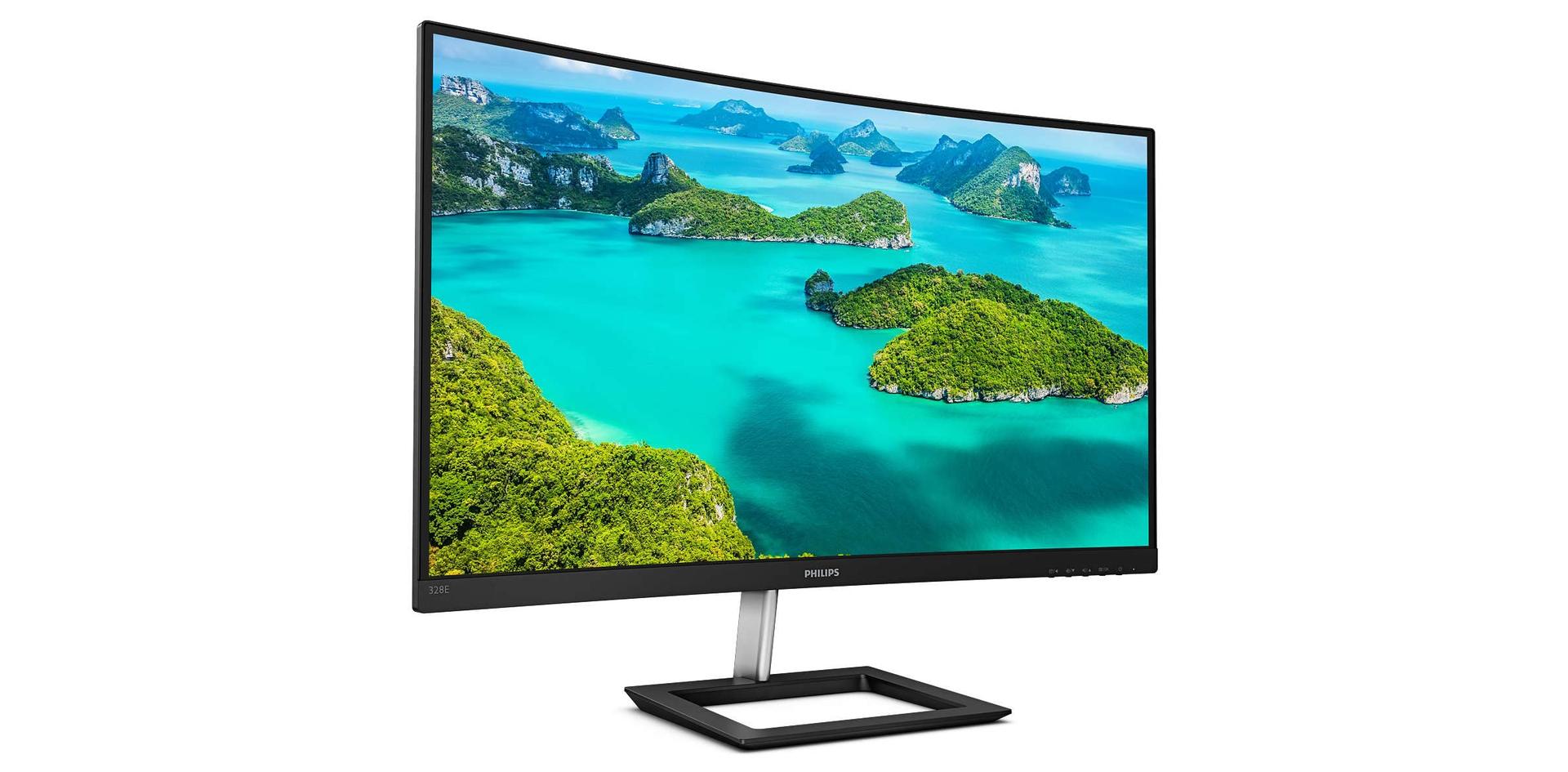 Philips 328E1CA – 32-tolline UHD kõver mängumonitor, 60 Hz, 4 ms, AdaptiveSync (3840×2160, HDMI 2.0, DisplayPort) must – pakend ja tarvikud