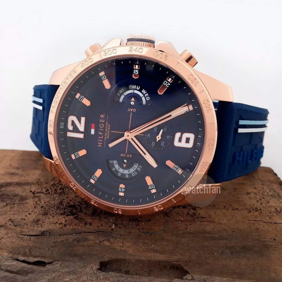 Tommy Hilfiger Meeste Analoog-Multifunktsionaalne Kvarts-Kell 46mm – Tumesinine Sihverplaat ja Silikoonrihm, Päeva-, Kuupäeva- ja 24-tunni Funktsioonidega, Veekindel kuni 5ATM – 1791474 – pilt 6