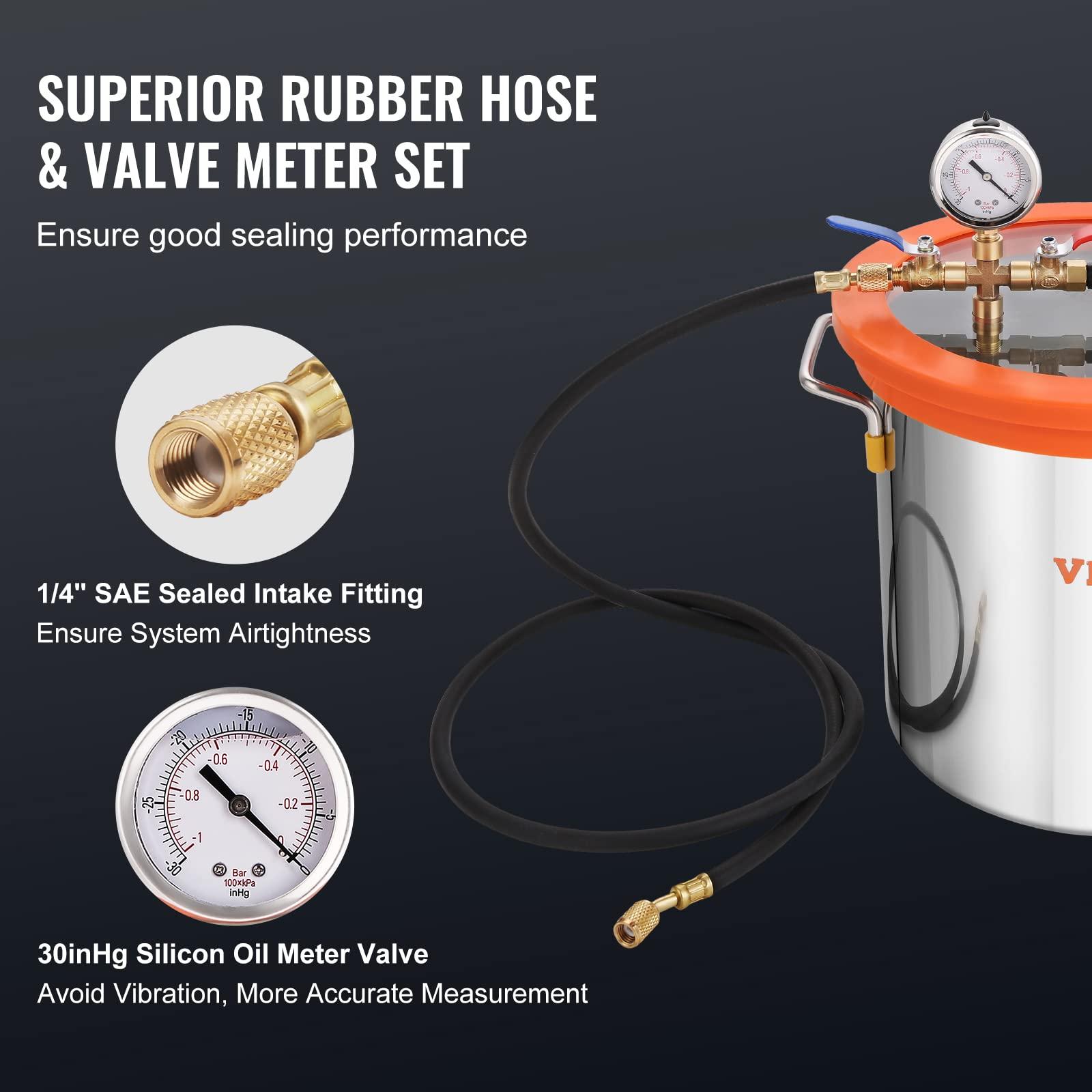 VEVOR vaakumpump koos 19L vaakumkambriga – 100L/min, 150W, 5 Pa vaakumpump puidu stabiliseerimiseks ja vaiguga töötlemiseks – lisavaade