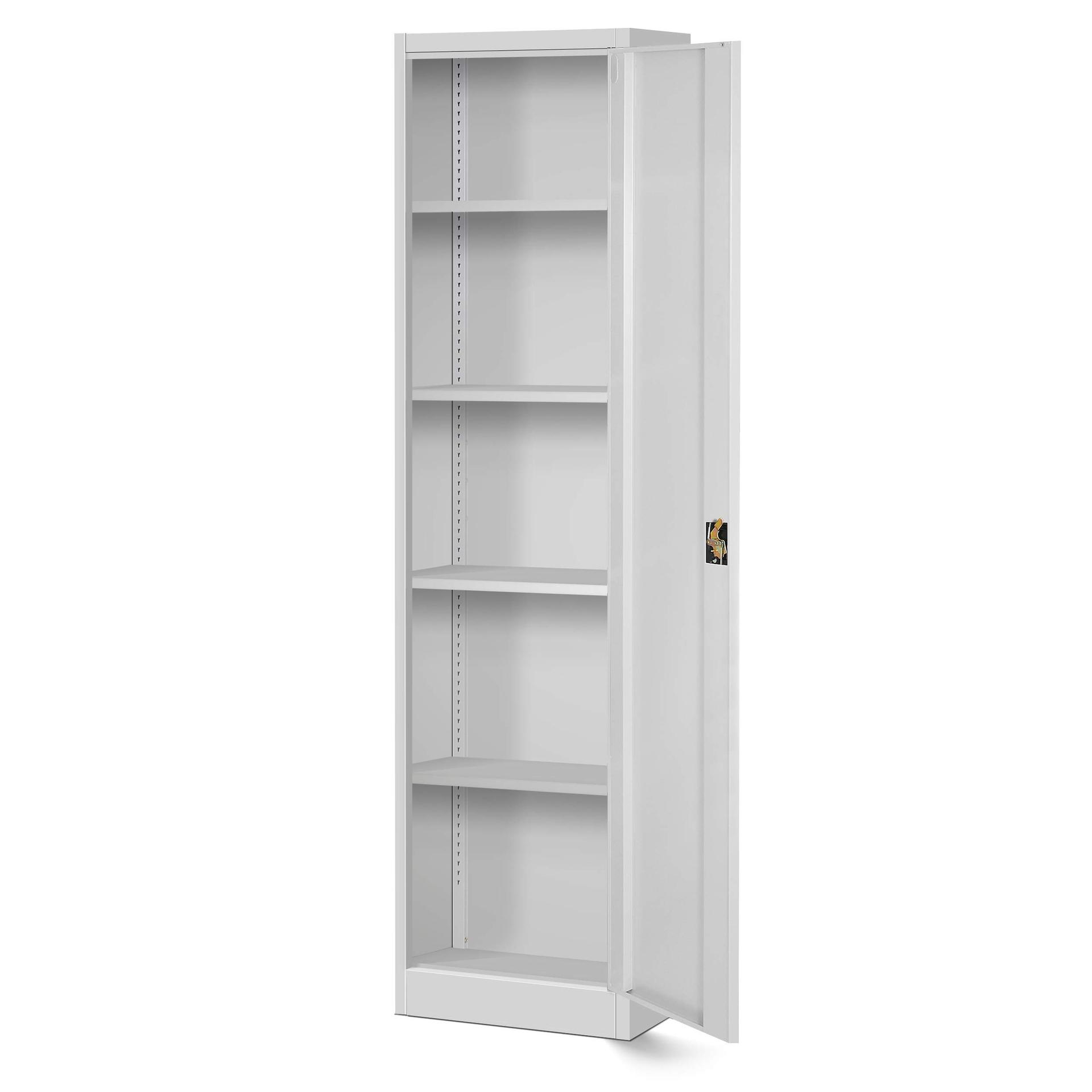 Jan Nowak metallist bürokapp, dokumendikapp, laokapp 4 riiuliga, tiibuksed, pöördkäepide, pulbervärvitud metall, 185 cm x 45 cm x 40 cm (Hall) – pakend ja tarvikud