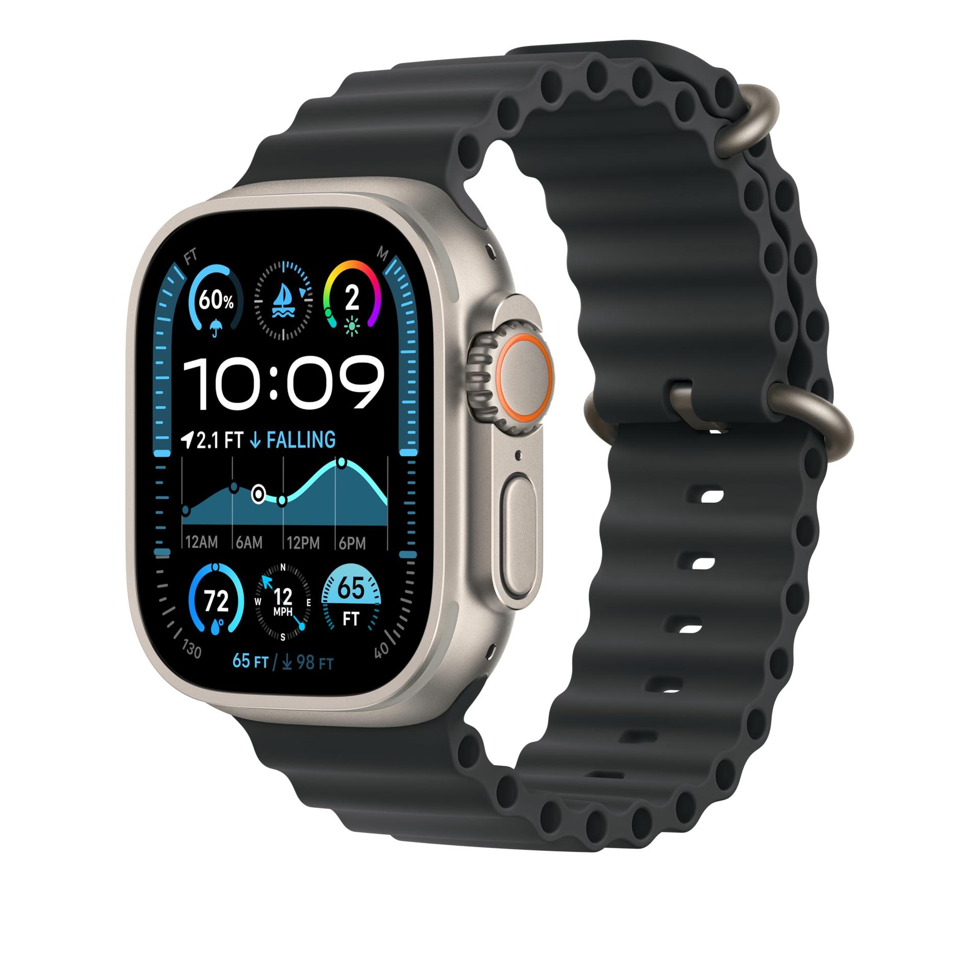 Apple Watch rihm – Ocean Band – 49 mm – Must – Üks suurus – detailne vaade