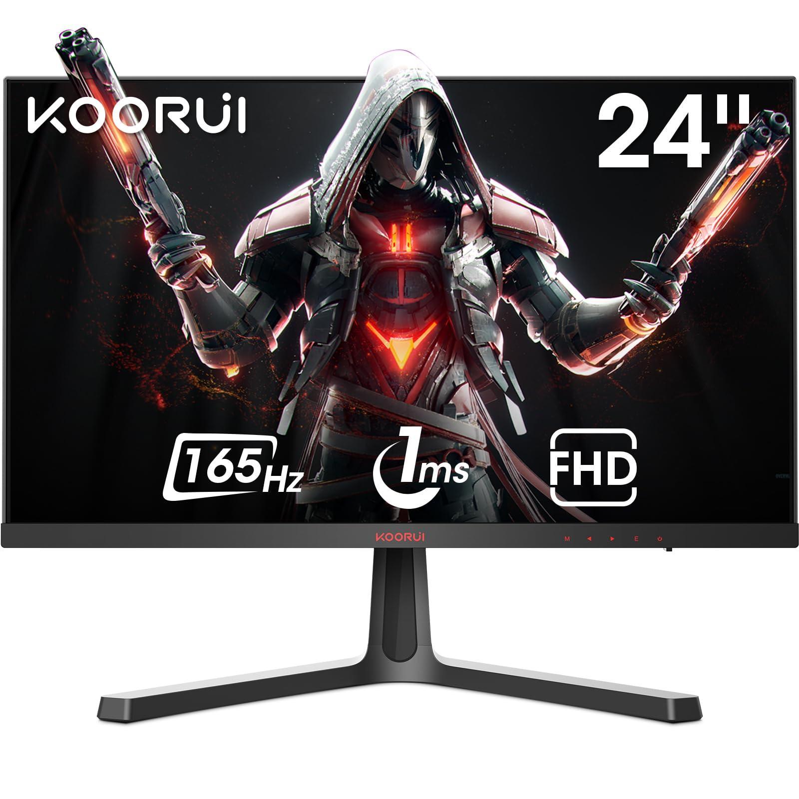 KOORUI 24-tolline monitor, Full-HD mängumonitor, VA-paneel, 1ms, 165Hz, DCI-P3 85%, AdaptiveSync tehnoloogia, 2x HDMI, DisplayPort, reguleeritav kaldenurk, must