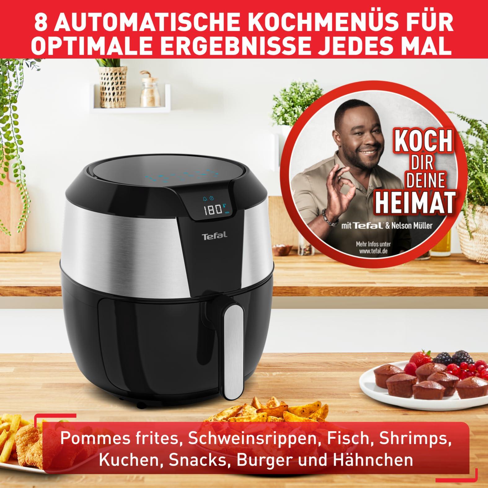 Tefal kuumaõhufritüür Easy Fry XXL, Air Fryer, 1850 W, 5,6 L, 8 portsjonit, 8 automaatprogrammi, digitaalne ekraan, energiasäästlik, tervislik fritüür ilma õlita, roostevaba teras, EY701D – pilt 6