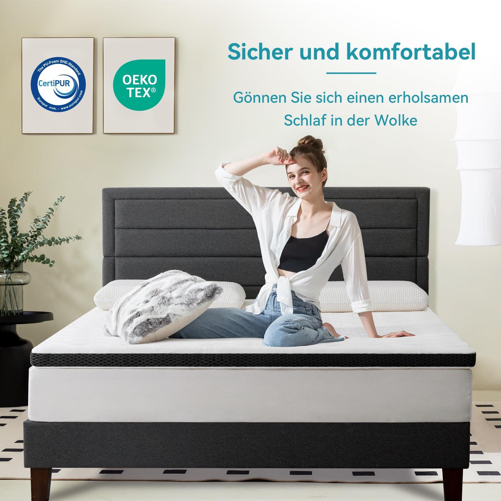 Amazon Basics – Mugav mäluvahuga madratsikate, plüüs, 180 x 200 cm, 7 cm kõrgune, valge – kasutusnäide