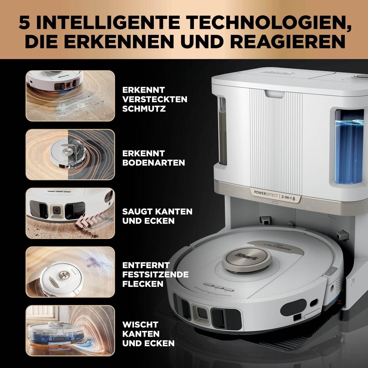 Shark PowerDetect 2-in-1 Tolmu- ja Pühkimisrobot, NeverTouch Pro 60 Päeva, Ise-Tühjendamine, Vee Täitmine ja Puhastus, 3D- & LiDAR-Navigatsioon, NeverStuck Takistuste Vältimine, Valge, AV2800ZEEUWH – pilt 6