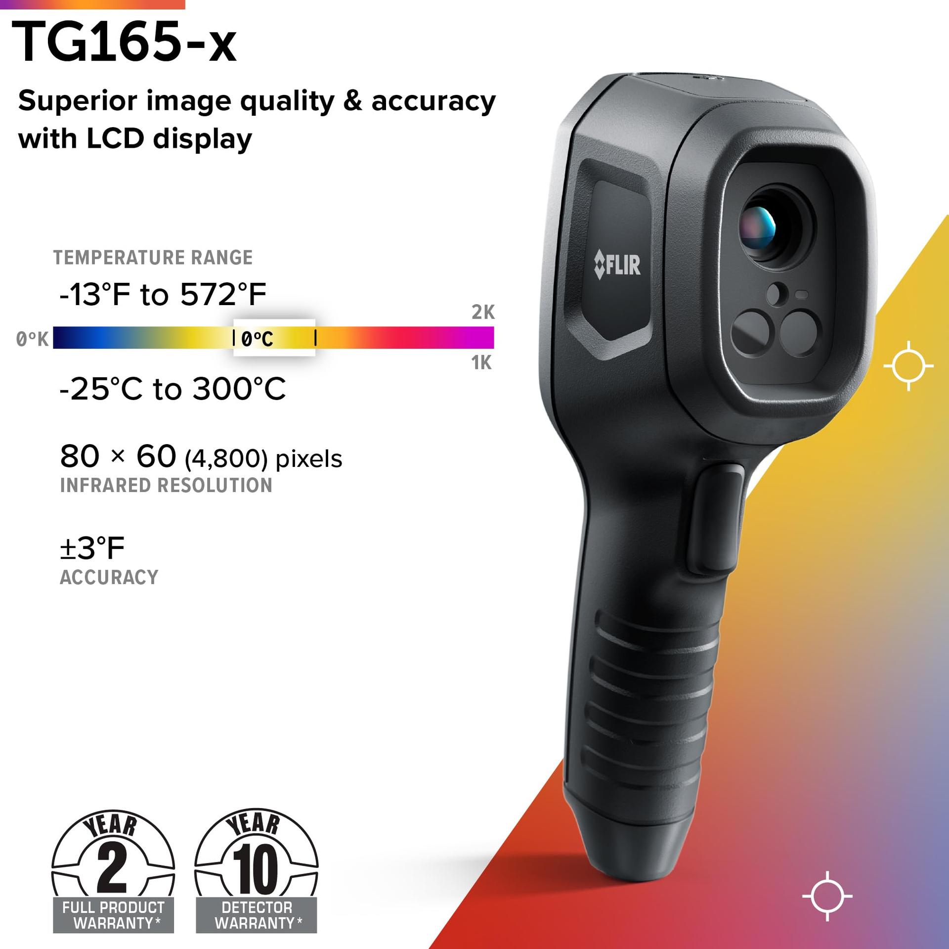 FLIR TG165-X Soojuskaamera Bullseye Laseriga: Kommertsklassi Infrapuna Kaamera Hoone Inspekteerimiseks, HVAC ja Elektritöödeks – detailne vaade