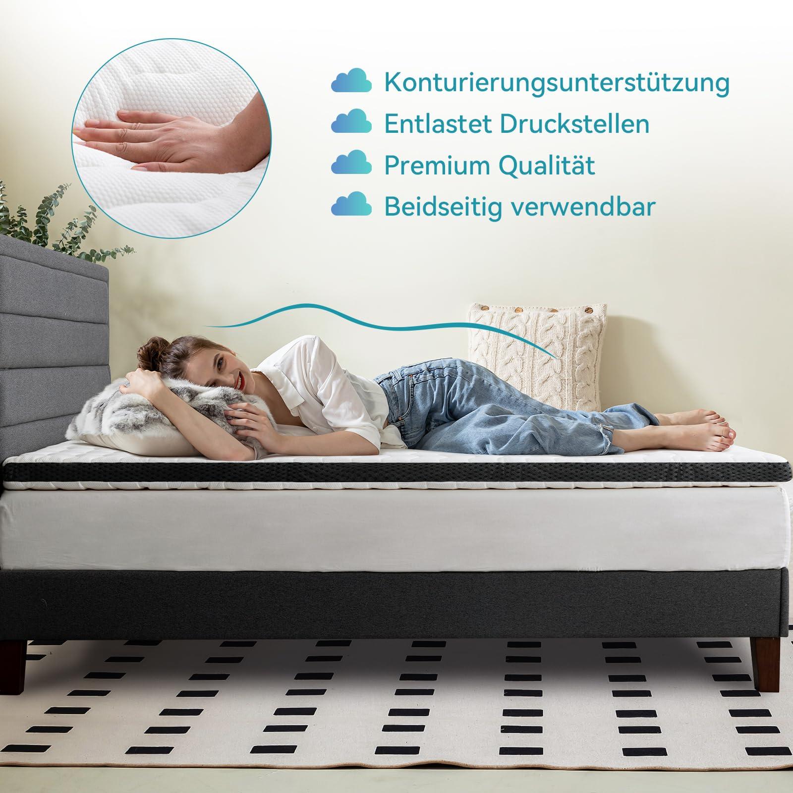 Amazon Basics – Mugav mäluvahuga madratsikate, plüüs, 180 x 200 cm, 7 cm kõrgune, valge – lisavaade