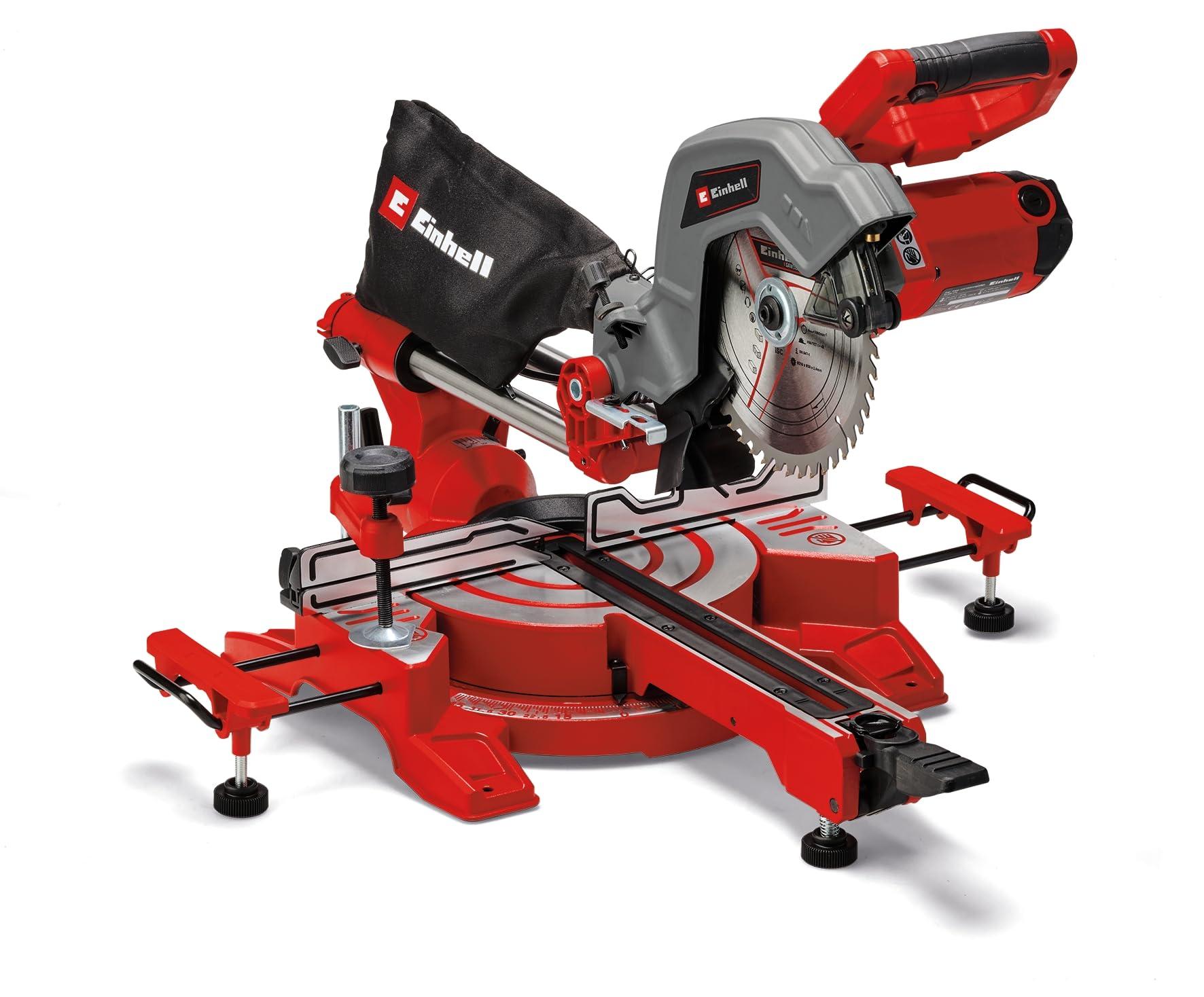 Einhell tõmbelõike-ja nurksaag TC-SM 216 (1600 W, max. 65 mm x 305 mm lõikesügavus/-laius, Ø 216 mm saeketas, tõmbefunktsioon, pöördlaua kiirseadistus, laser)