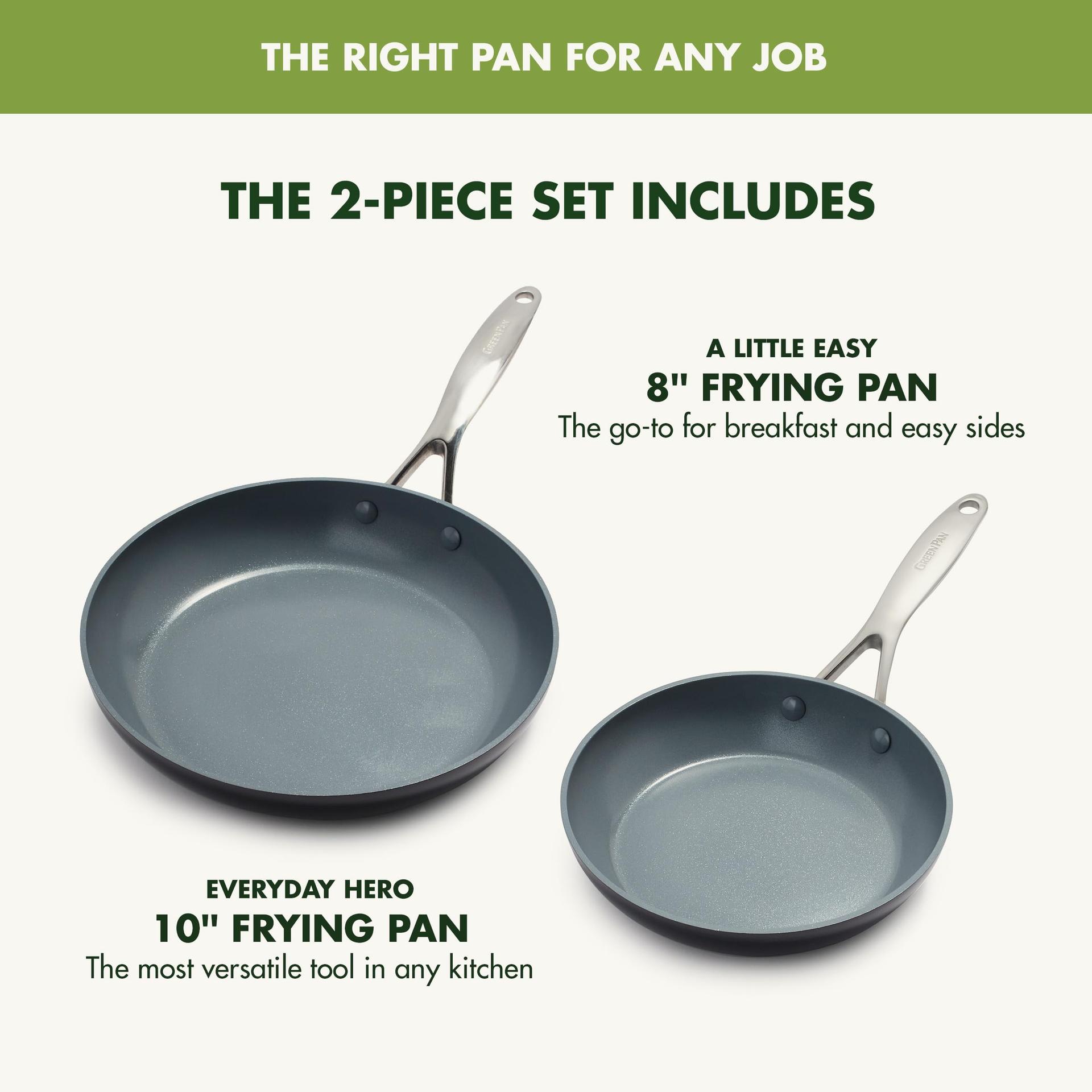 GreenPan Valencia Pro kõvast anodeeritud tervislik keraamiline mittenakkuv 20 cm & 26 cm praepannide komplekt, PFAS-vaba, induktsioonisobiv, nõudepesumasinas pestav, ahjukindel, emadepäeva kingitus, hall – kasutusnäide