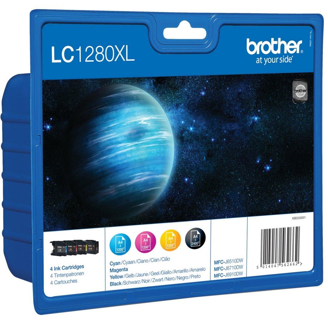Brother LC1280XL Originaalsed XL-tintide kassetid LC-1280XL (must, tsüaan, magenta, kollane) Value-Packis (Brother MFC-J5910DW, MFC-J6510DW, MFC-J6710DW, MFC-J6910DW jaoks)