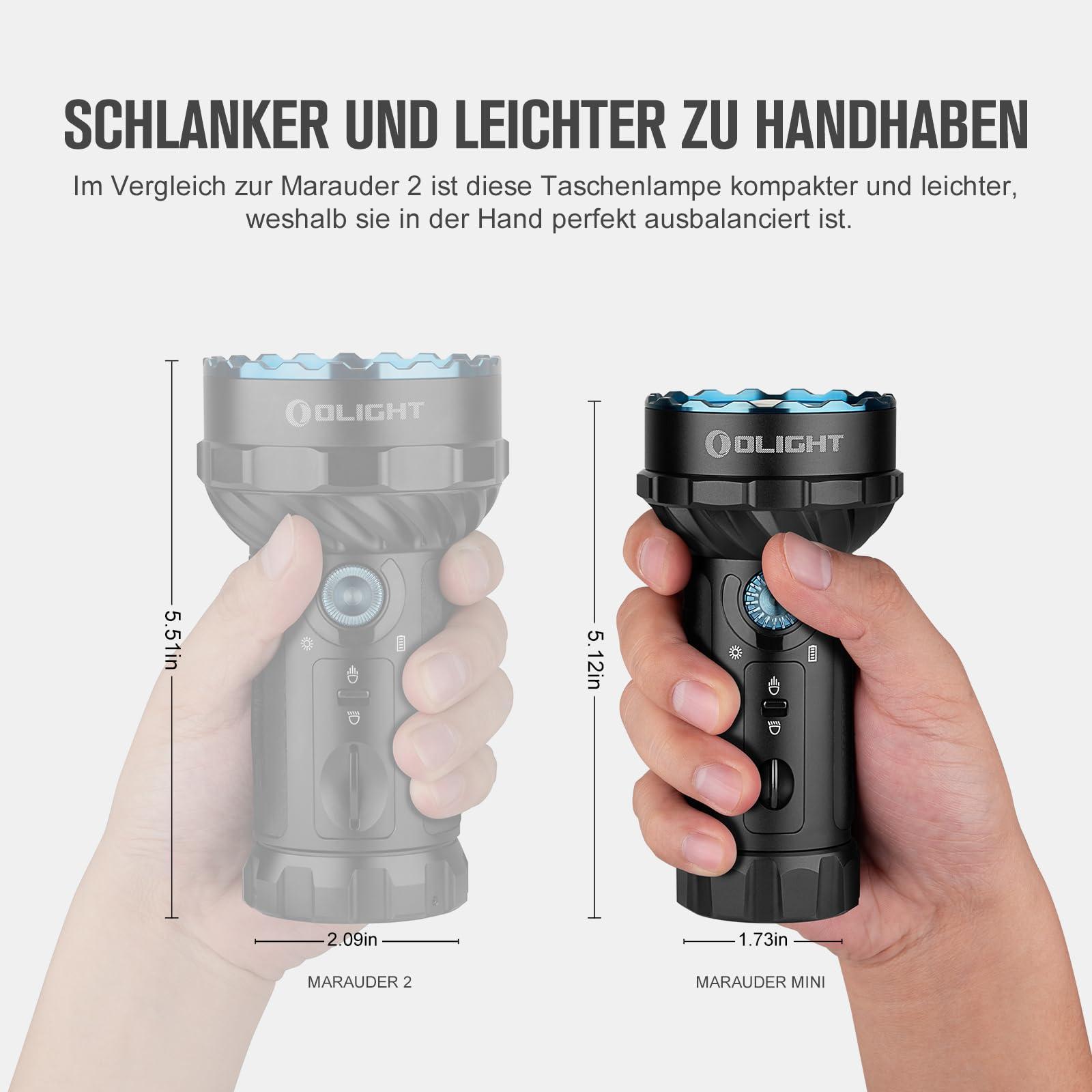 OLIGHT Marauder Mini LED Ülivõimas 7000 luumenit 600 meetrit Laetav Taskulamp koos Prožektori ja Hajutvalgusega, 3 värvilist LED-i ning kaugusanduriga õues kasutamiseks (Must) – pilt 6