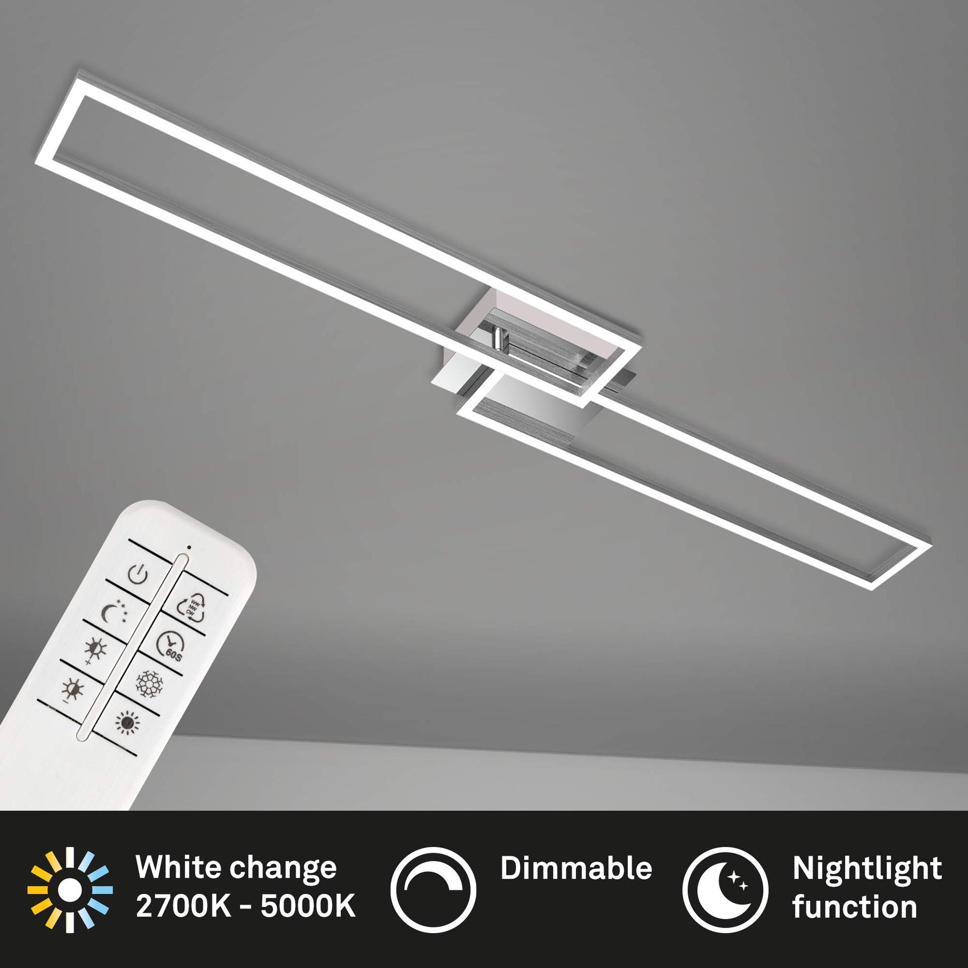BRILONER – LED laelamp kaugjuhtimispuldiga, dimmerdatav, reguleeritav soojast valgest neutraalse valgeni, LED lamp, laevalgusti, elutoalamp, magamistoalamp, köögilamp, 110×24,8×7,8 cm, kroom-alumiinium – detailne vaade