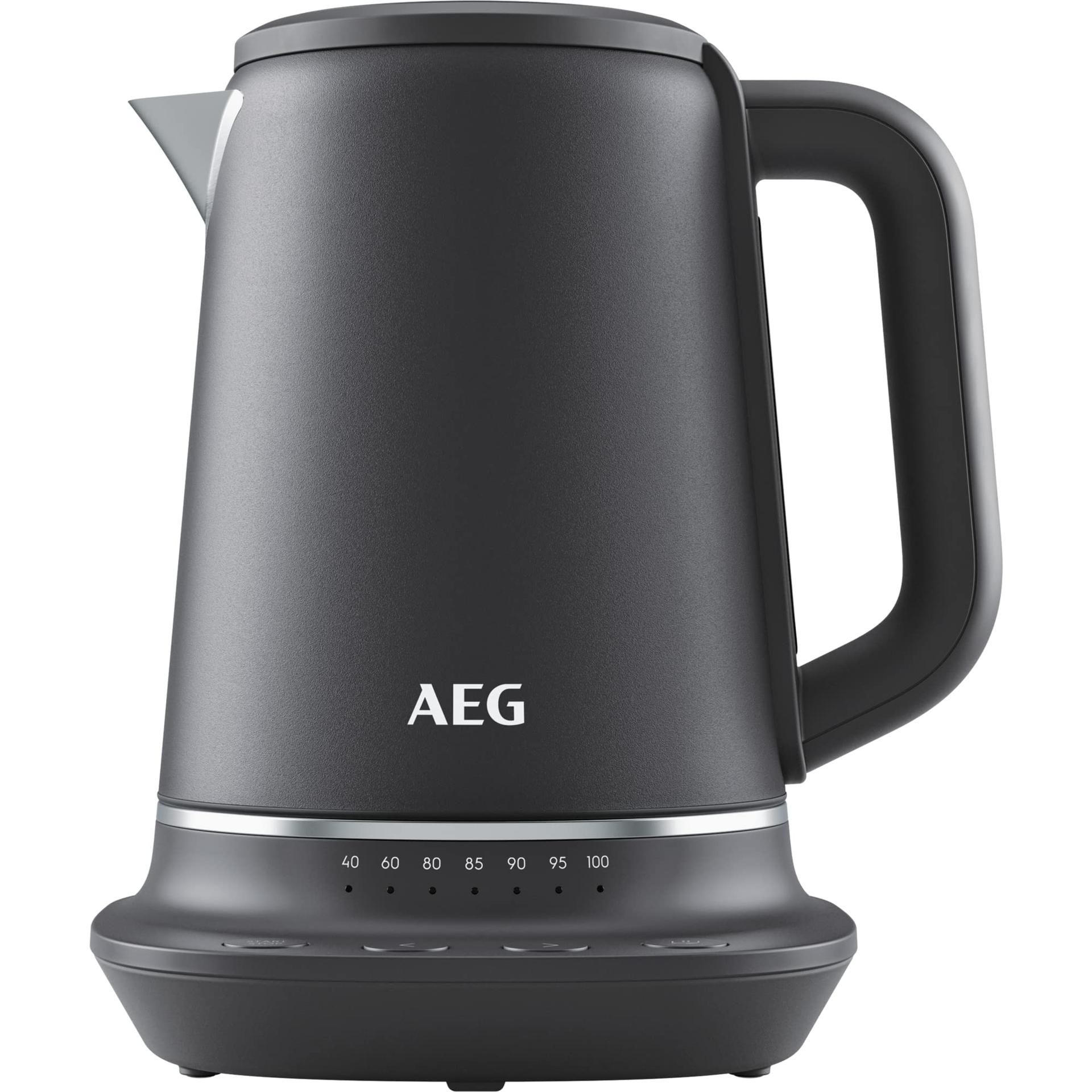 AEG K7-1-6BP veekeetja (7 temperatuuriastet, kolmekordne turvalülitus, soojushoidmise funktsioon, 1,7 liitrit, tilgavastane disain, lihtne puhastamine, 360° alus, libisemiskindel kate, LED-ekraan, hall) – pilt 7