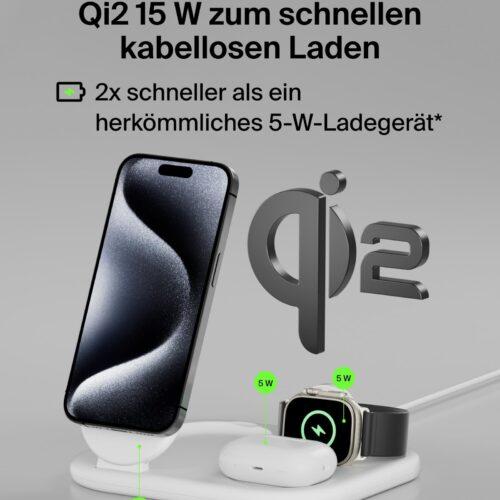 Belkin BoostCharge juhtmevaba 3-ühes laadimisjaam Qi2
