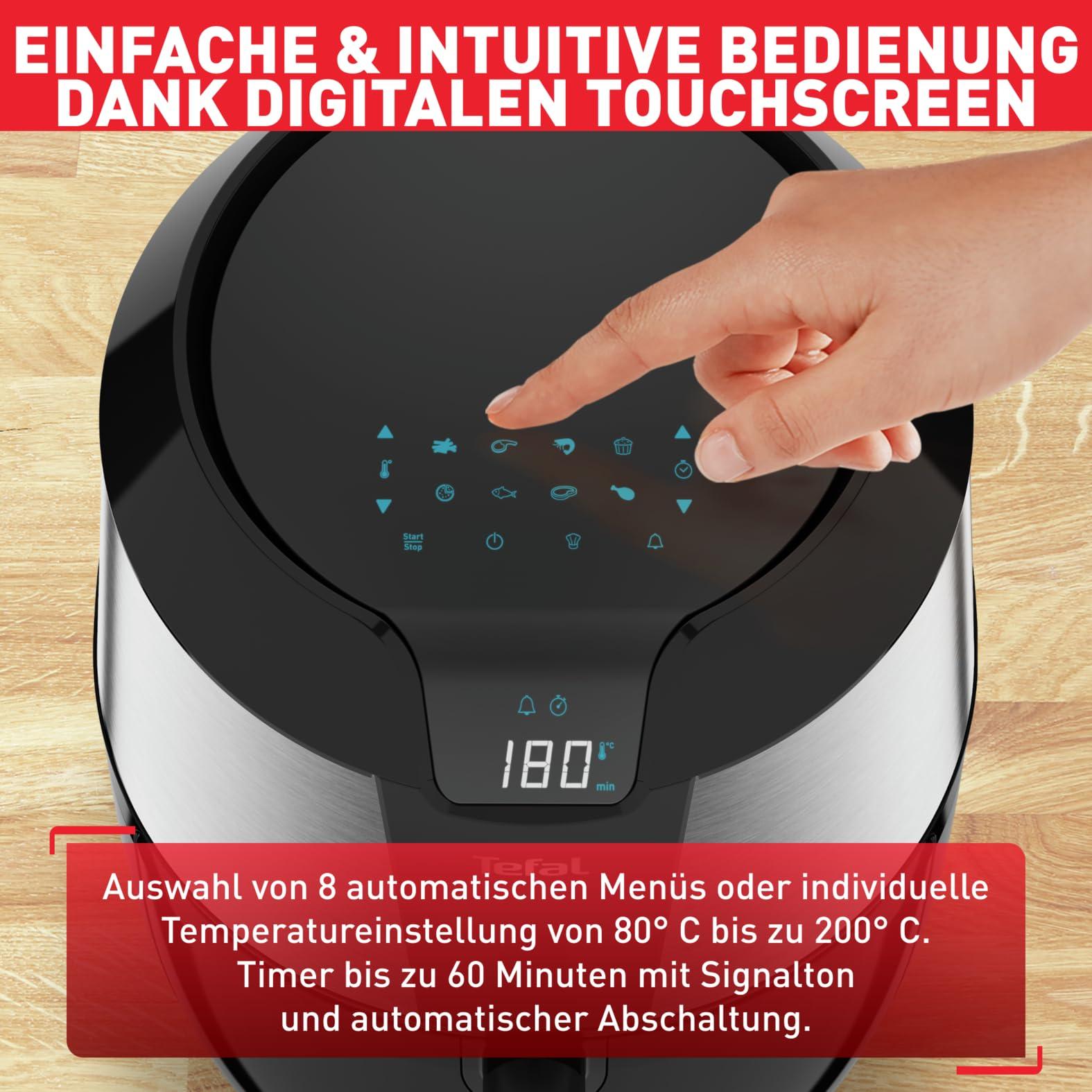 Tefal kuumaõhufritüür Easy Fry XXL, Air Fryer, 1850 W, 5,6 L, 8 portsjonit, 8 automaatprogrammi, digitaalne ekraan, energiasäästlik, tervislik fritüür ilma õlita, roostevaba teras, EY701D – pilt 8