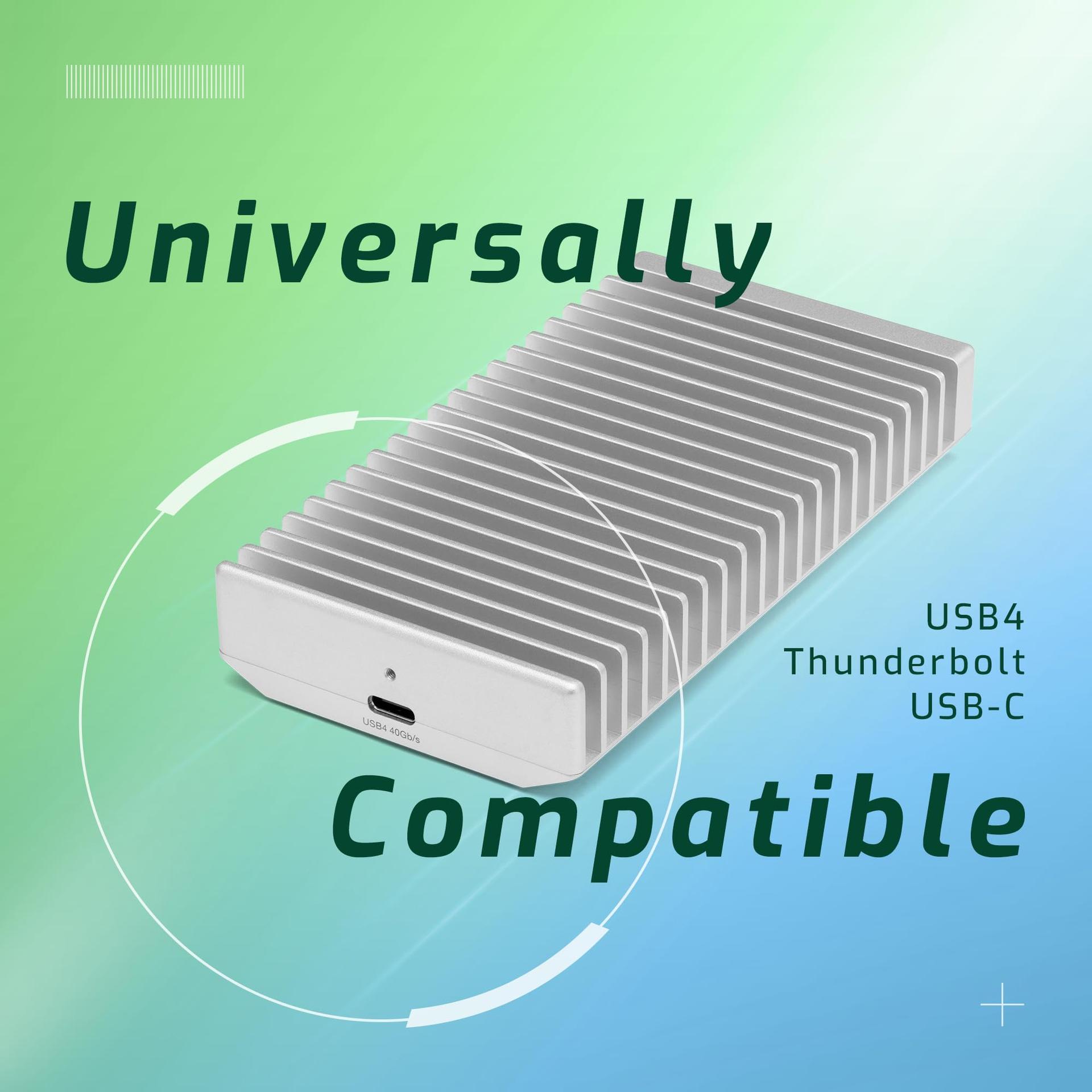 OWC Express 1M2 kaasaskantav NVMe Thunderbolt (USB-C) SSD-korpus USB4, ülikiire väline SSD alumiiniumist jahutuskorpusega (ainult korpus) – pakend ja tarvikud