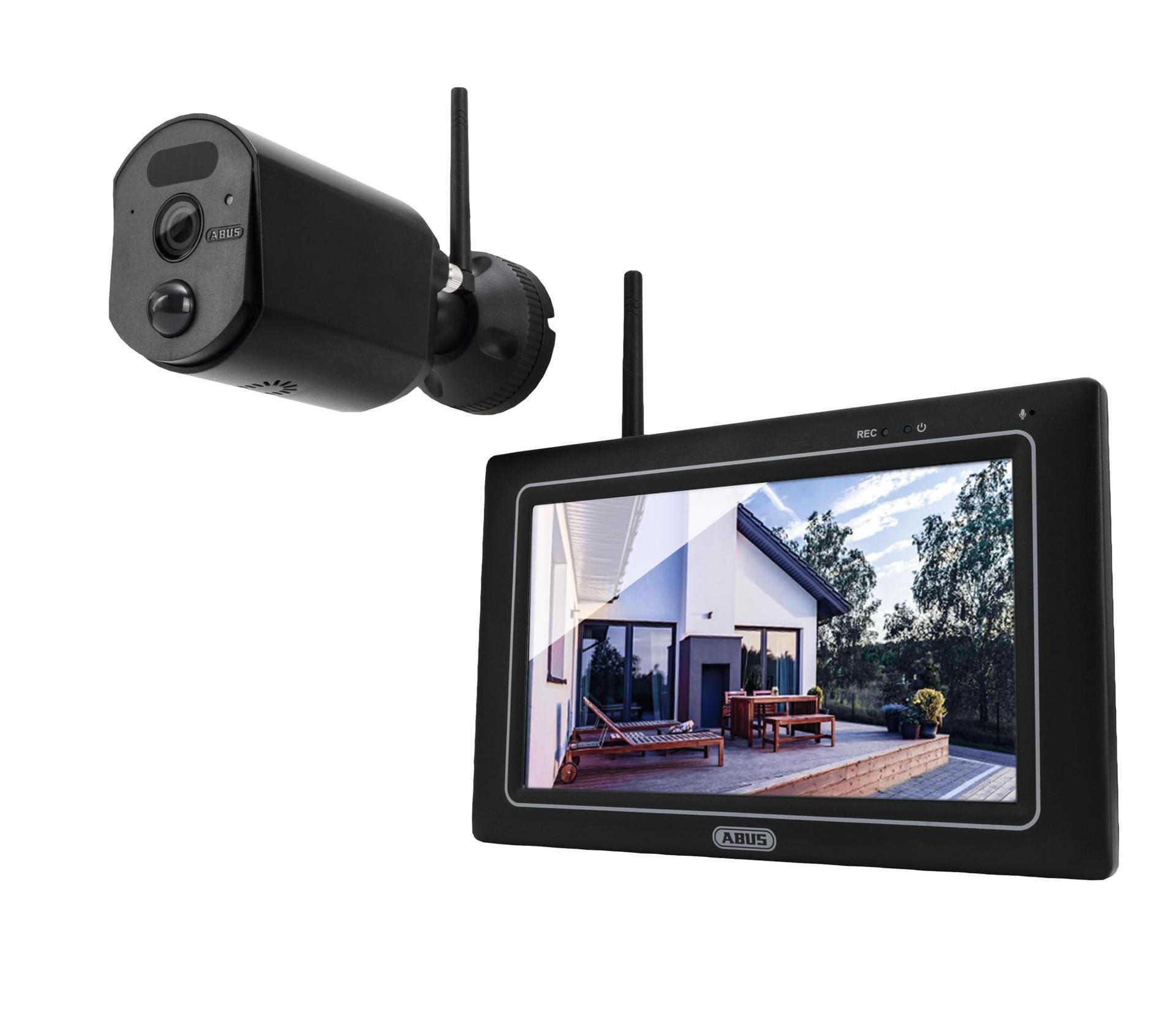 ABUS EasyLook BasicSet PPDF17000 – Kaamera + kaasaskantav puutetundlik monitor – lihtne kasutamine, alarmi- ja salvestusrežiim, kahesuunaline heli, öövaatlus, must, 1080p
