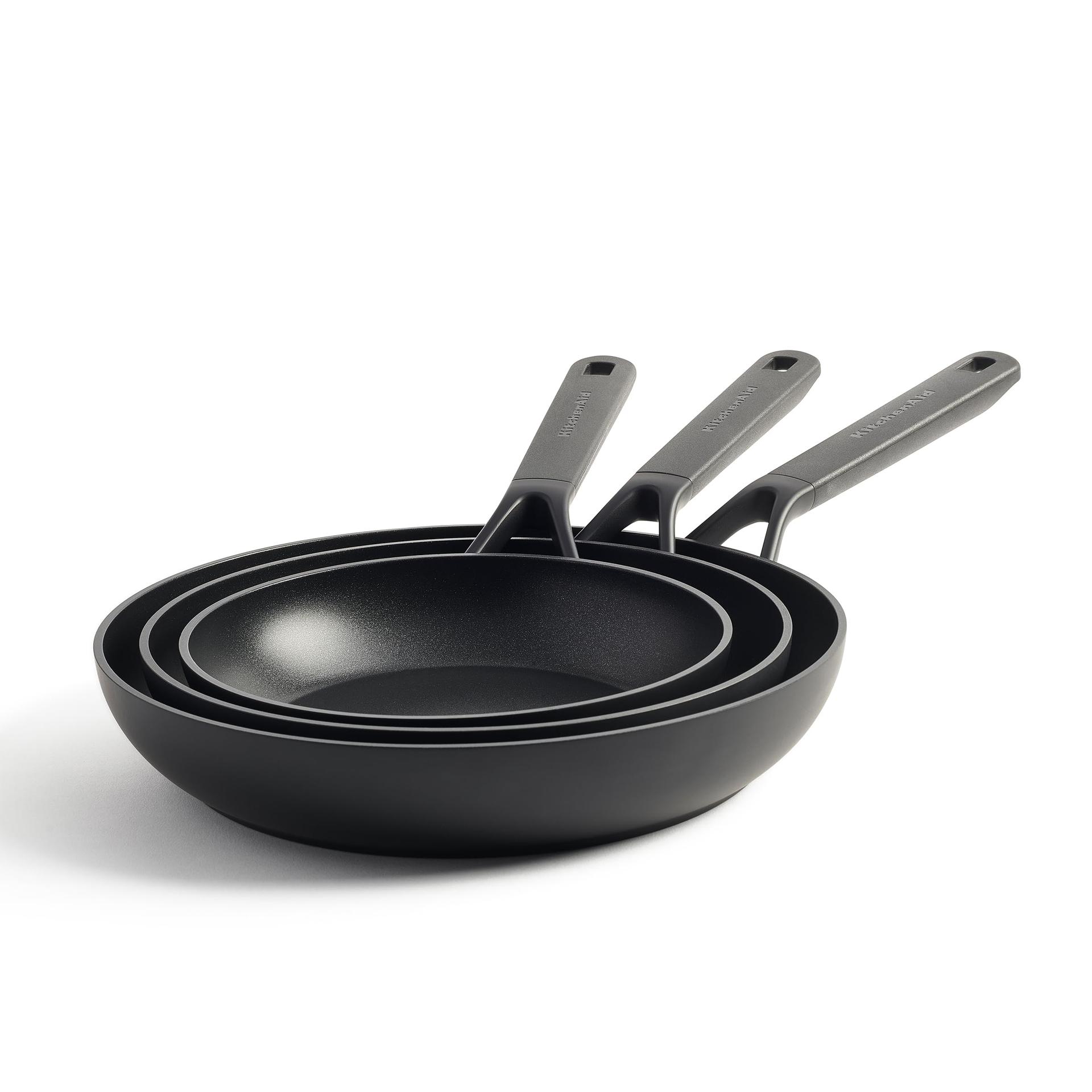 KitchenAid praepannide komplekt (20/24/28 cm) – Induktsioonisobiv, PFAS-vaba keraamiline mittenakkuv kate – Ahju- ja nõudepesumasinakindel – Must