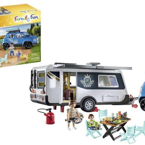 PLAYMOBIL Family Fun 71423 Haagissuvila ja Auto – mitmekülgne telkimislõbu looduses