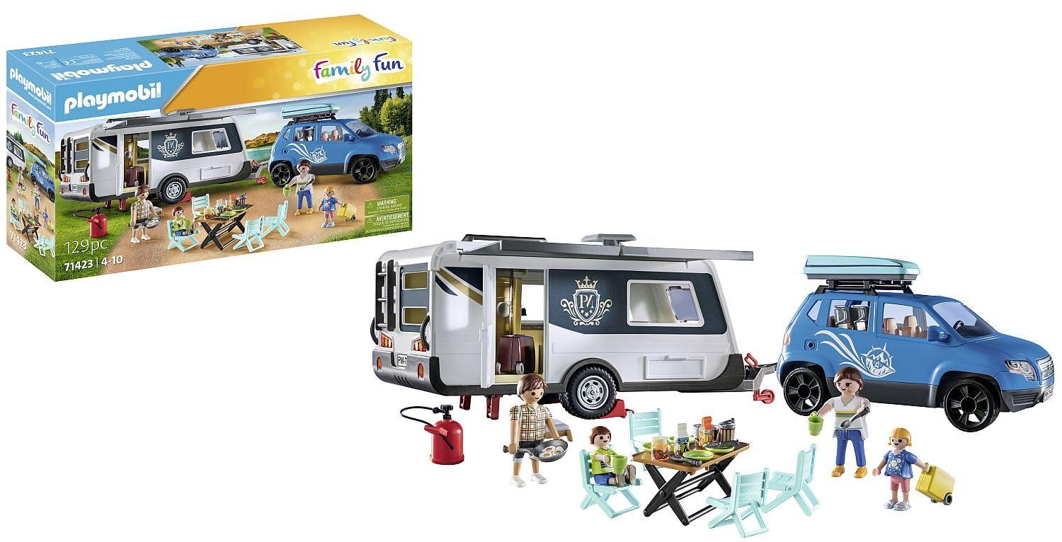 PLAYMOBIL Family Fun 71423 Haagissuvila ja Auto – mitmekülgne telkimislõbu looduses