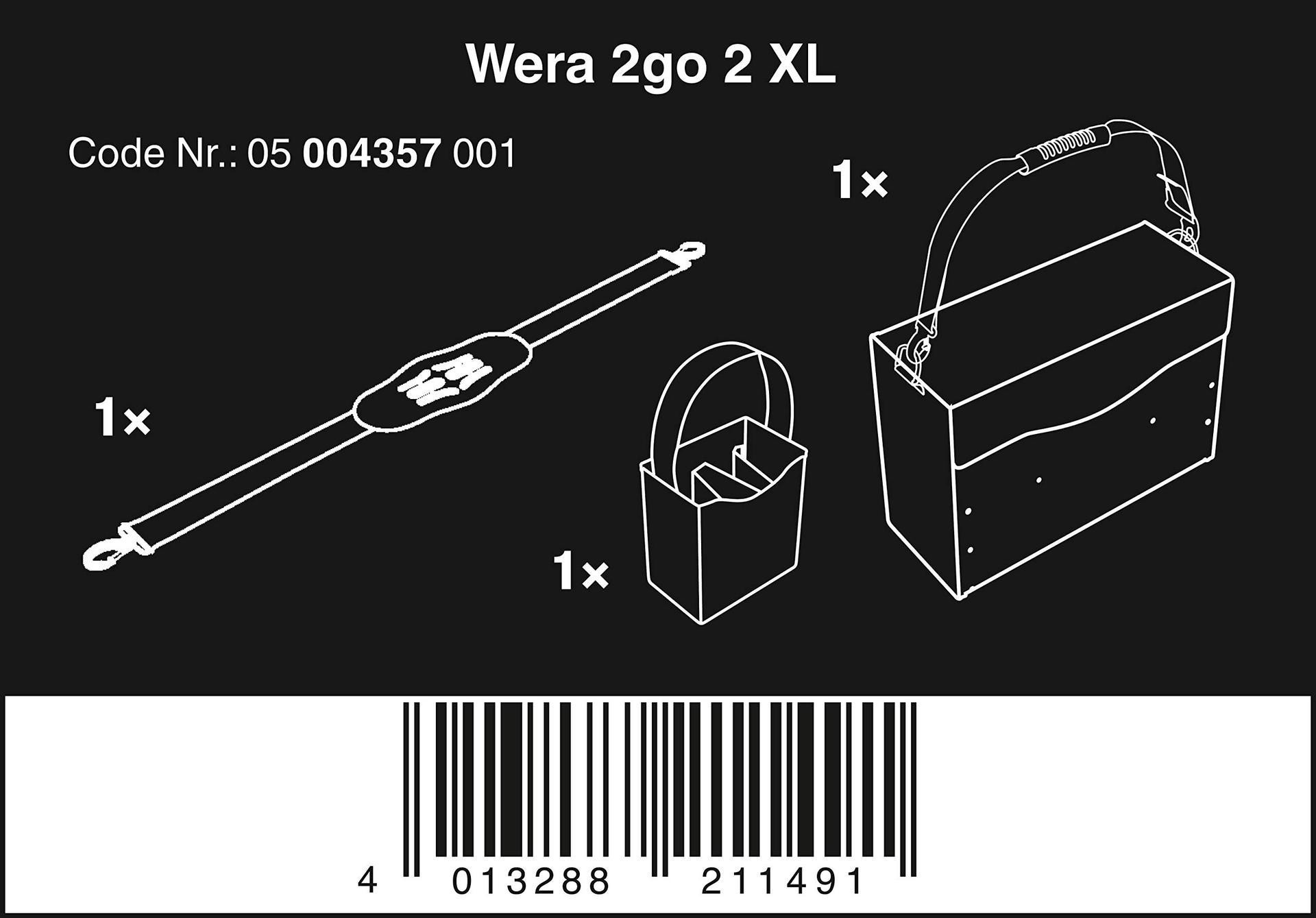 Wera 05004357001 2go 2 XL tööriistakonteiner – pakend ja tarvikud